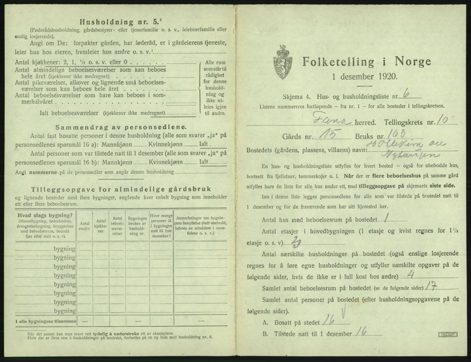 SAB, 1920 census for Fana, 1920, p. 1815