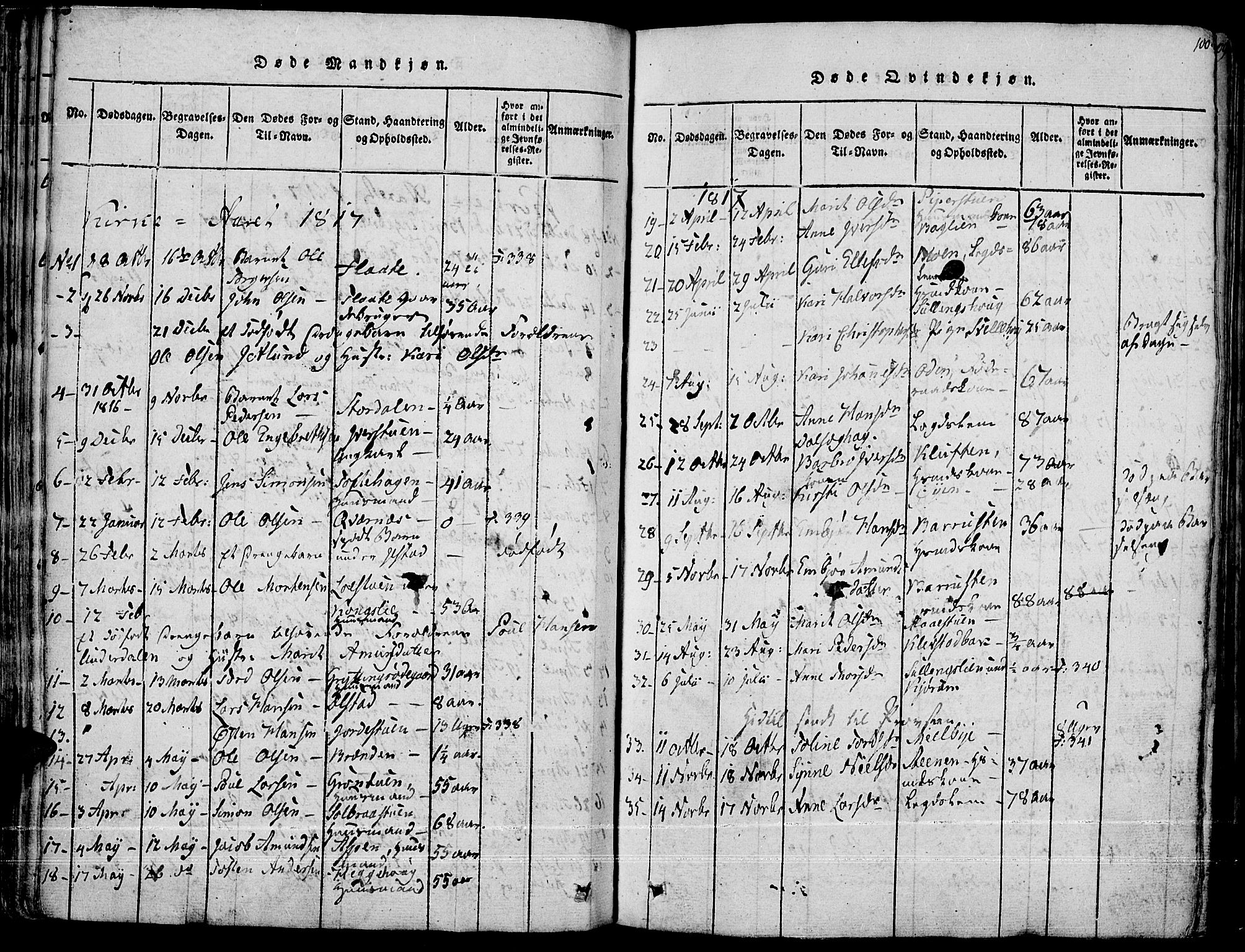 Fron prestekontor, SAH/PREST-078/H/Ha/Haa/L0002: Parish register (official) no. 2, 1816-1827, p. 100