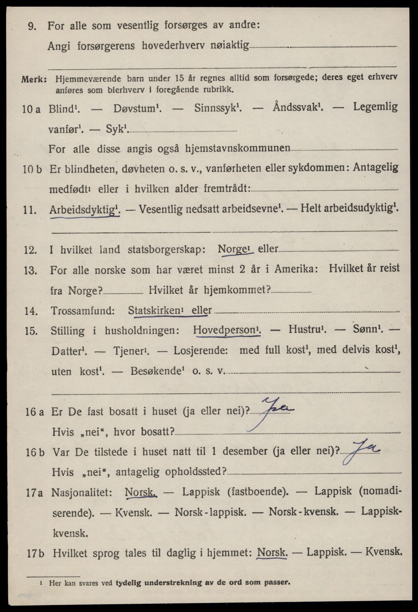SAT, 1920 census for Lensvik, 1920, p. 2157