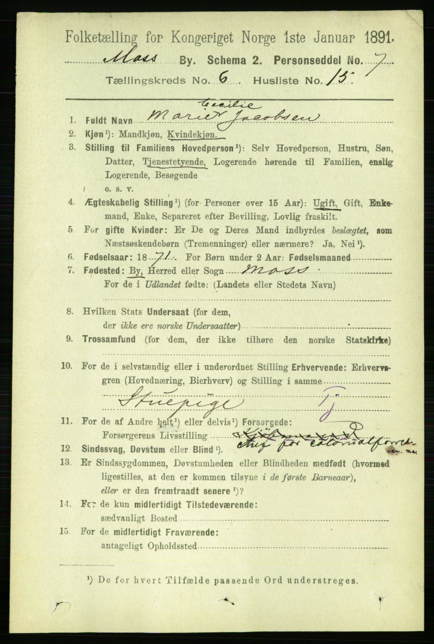 RA, 1891 census for 0104 Moss, 1891, p. 3543