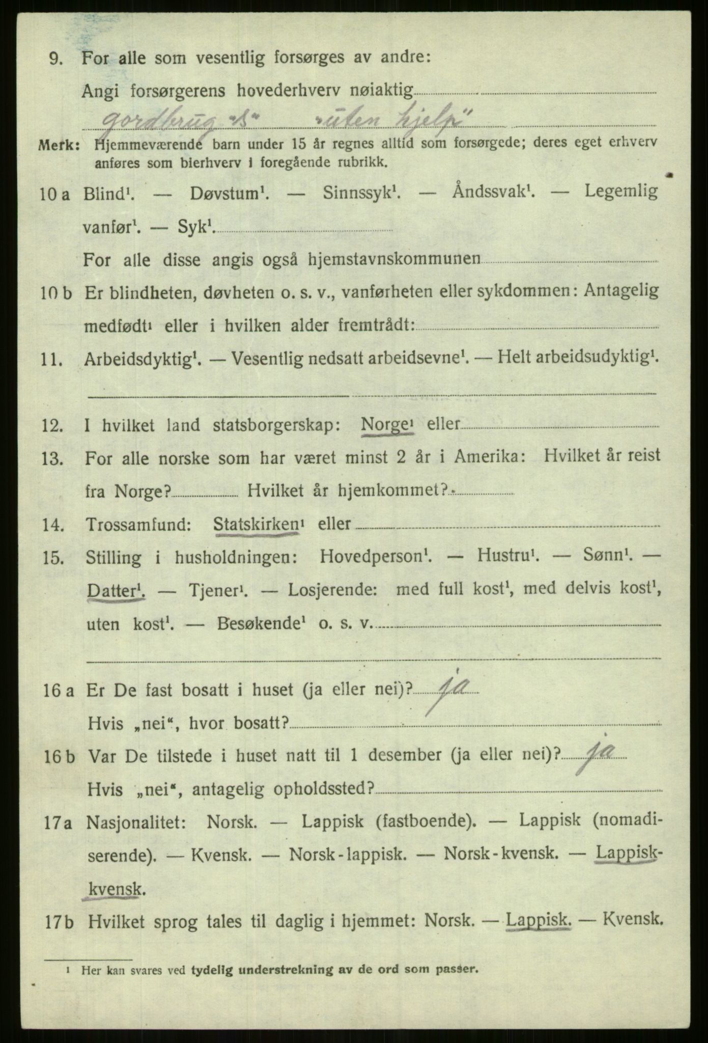 SATØ, 1920 census for Lyngen, 1920, p. 3514