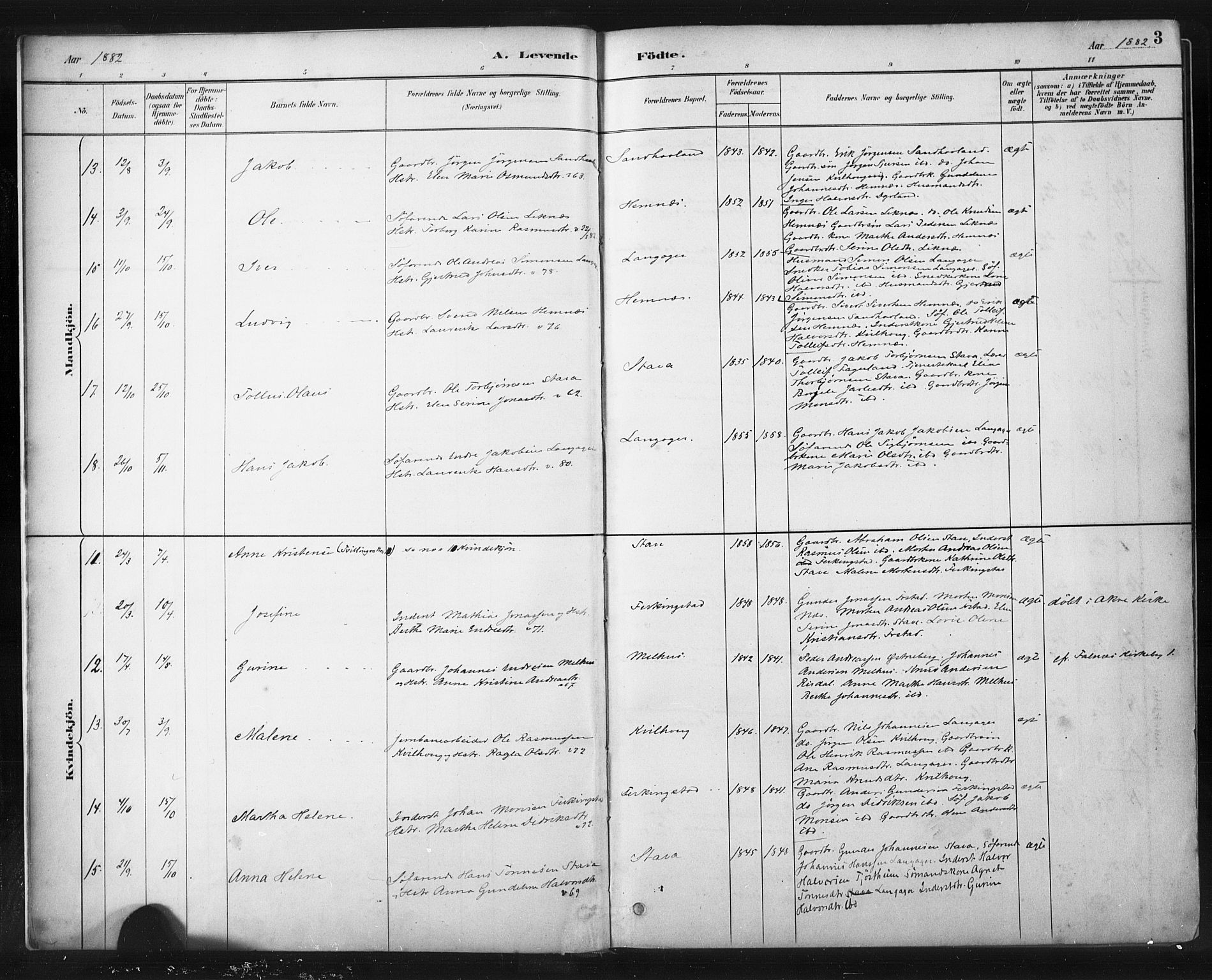 Skudenes sokneprestkontor, AV/SAST-A -101849/H/Ha/Haa/L0010: Parish register (official) no. A 7, 1882-1912, p. 3