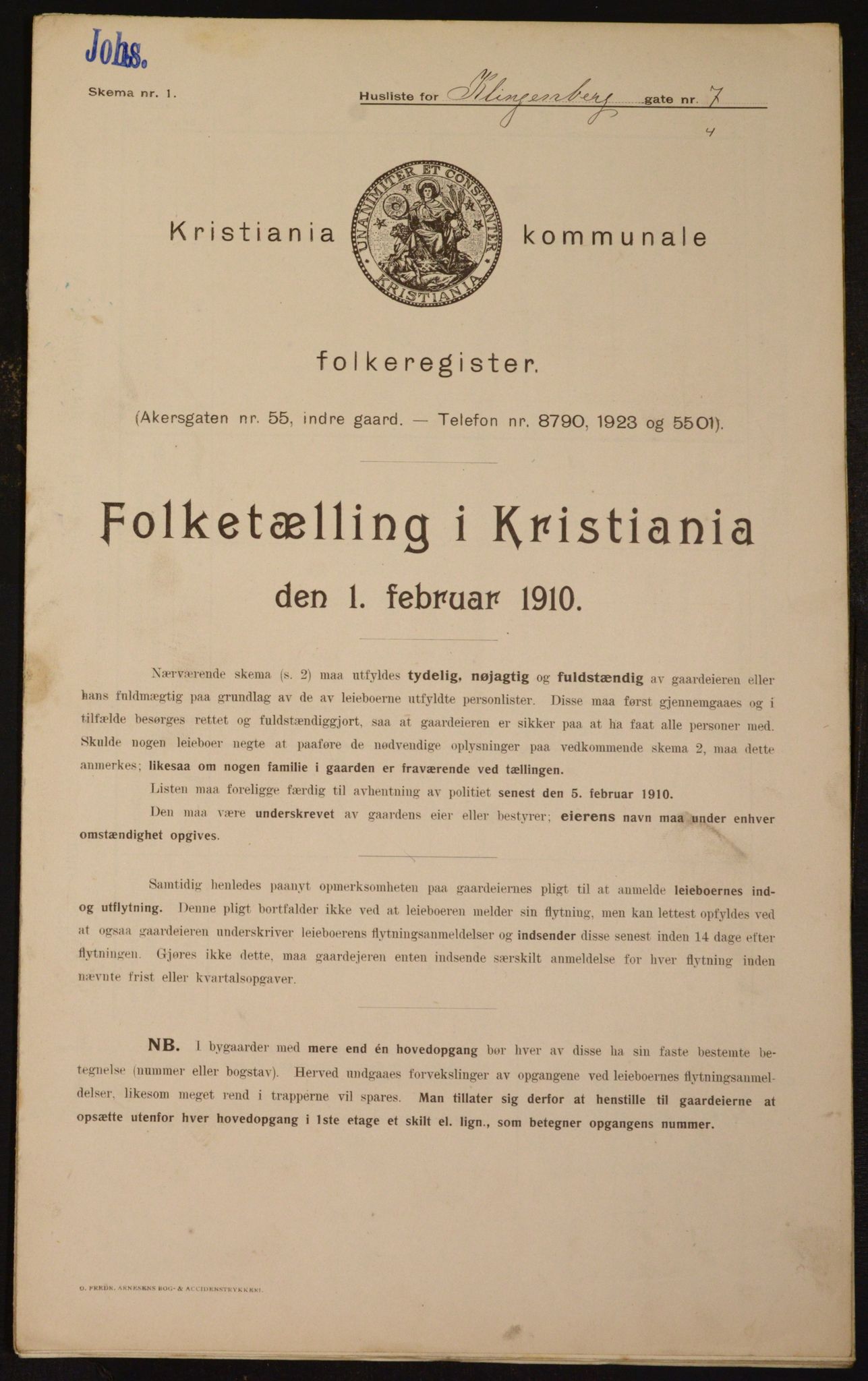 OBA, Municipal Census 1910 for Kristiania, 1910, p. 50398