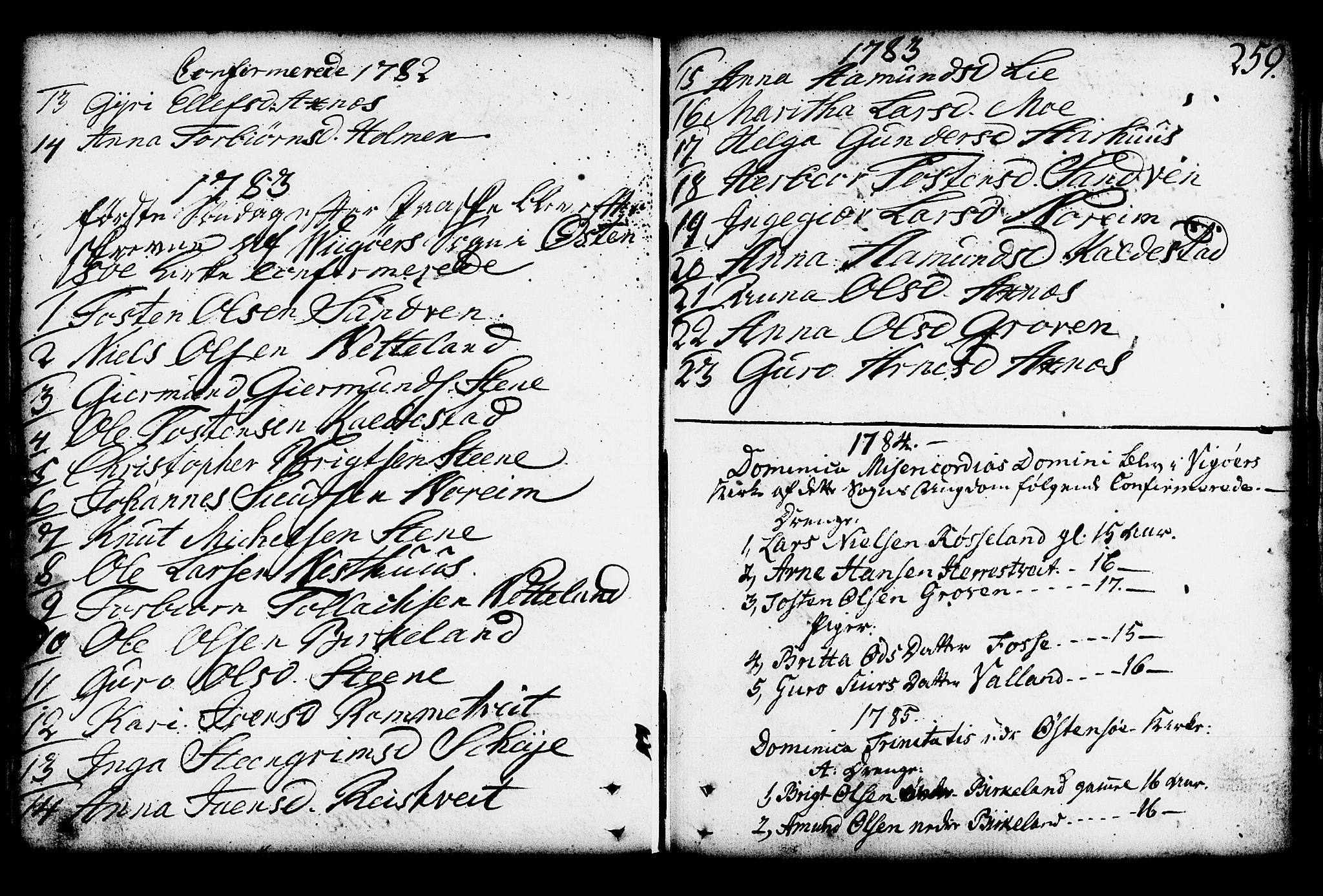 Kvam sokneprestembete, SAB/A-76201/H/Haa: Parish register (official) no. A 3, 1743-1795, p. 259