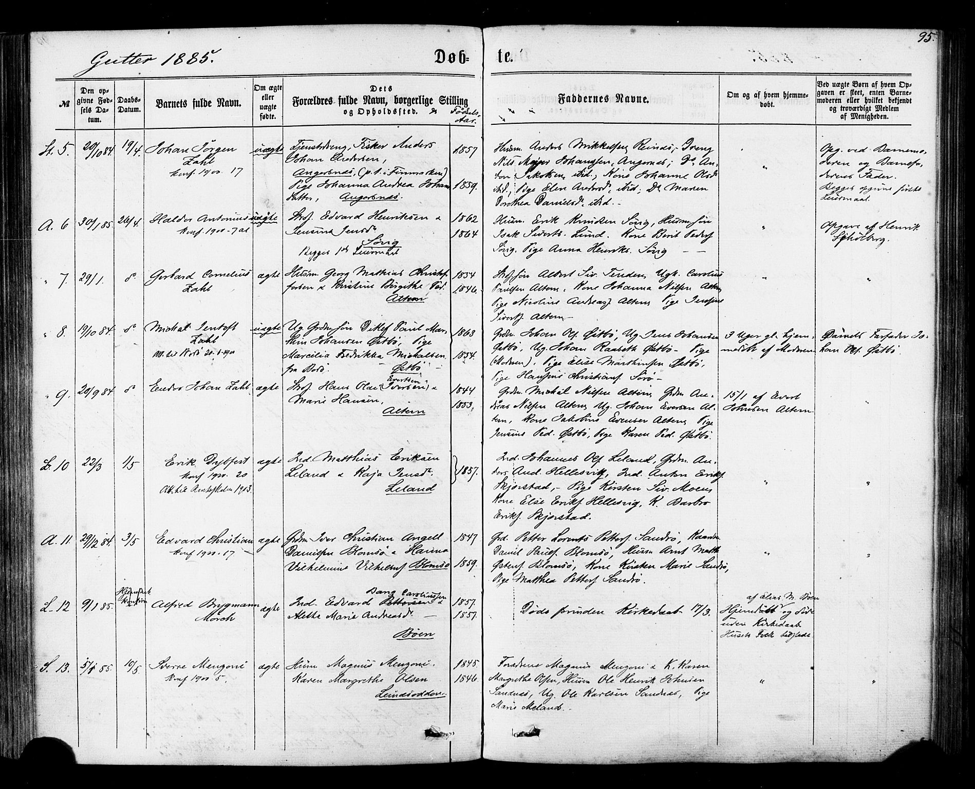 Ministerialprotokoller, klokkerbøker og fødselsregistre - Nordland, AV/SAT-A-1459/830/L0449: Parish register (official) no. 830A13, 1866-1886, p. 95