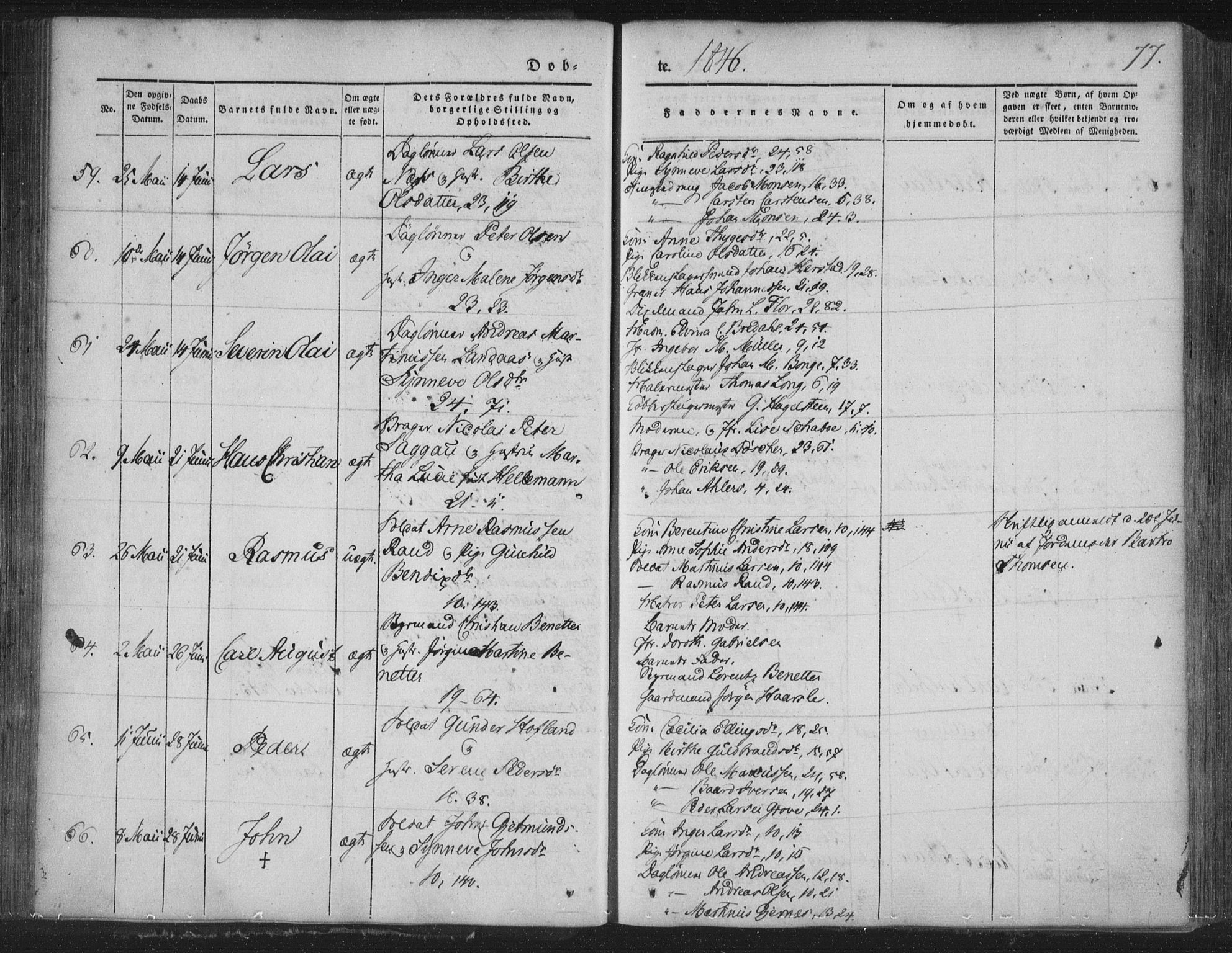Korskirken sokneprestembete, SAB/A-76101/H/Haa/L0016: Parish register (official) no. B 2, 1841-1851, p. 77