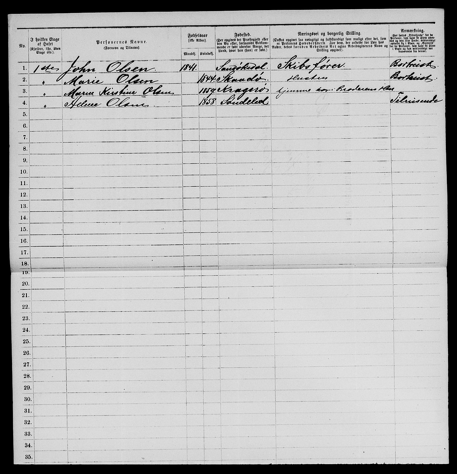 SAKO, 1885 census for 0801 Kragerø, 1885, p. 506