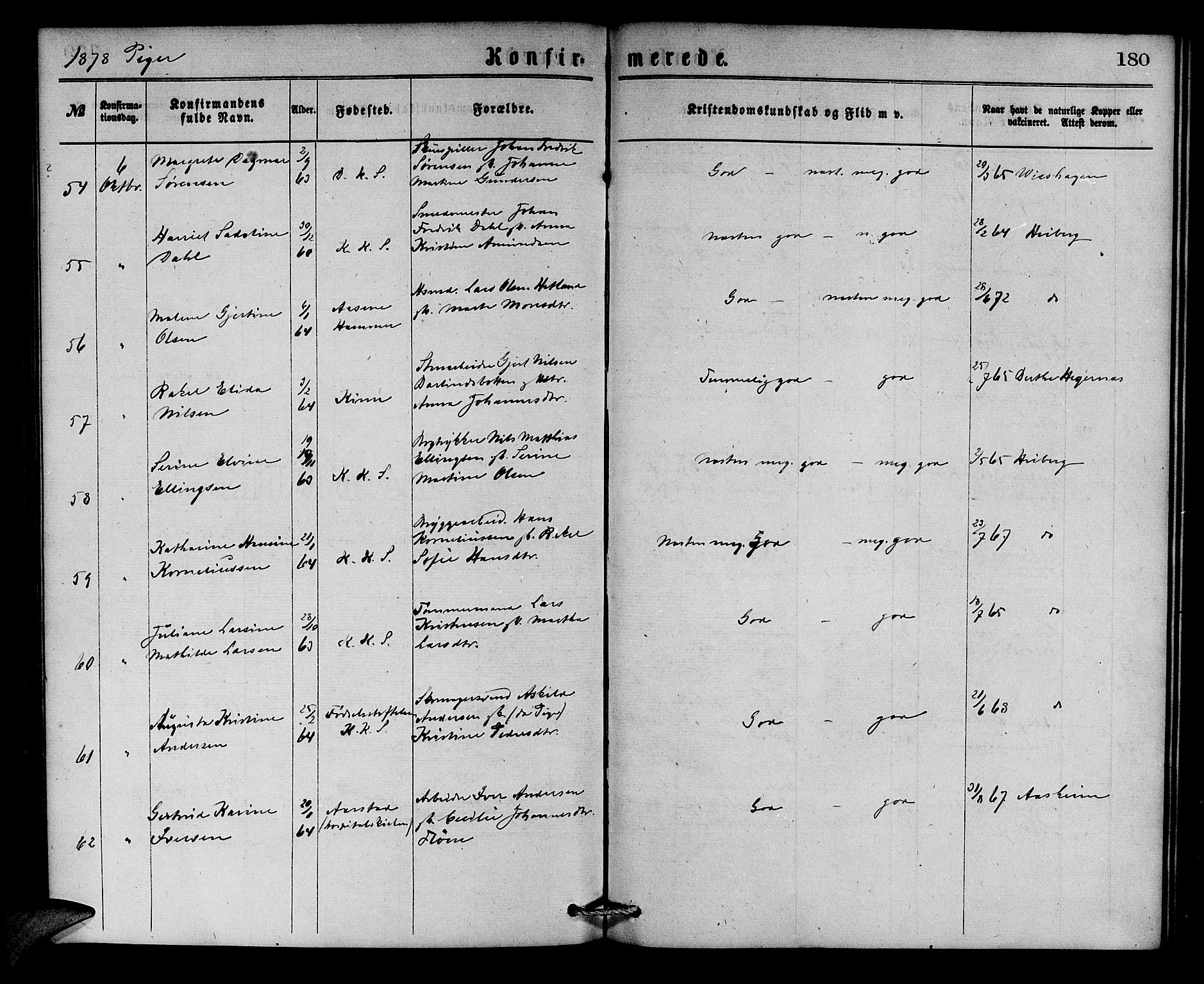 Korskirken sokneprestembete, AV/SAB-A-76101/H/Hab: Parish register (copy) no. C 2, 1869-1879, p. 180