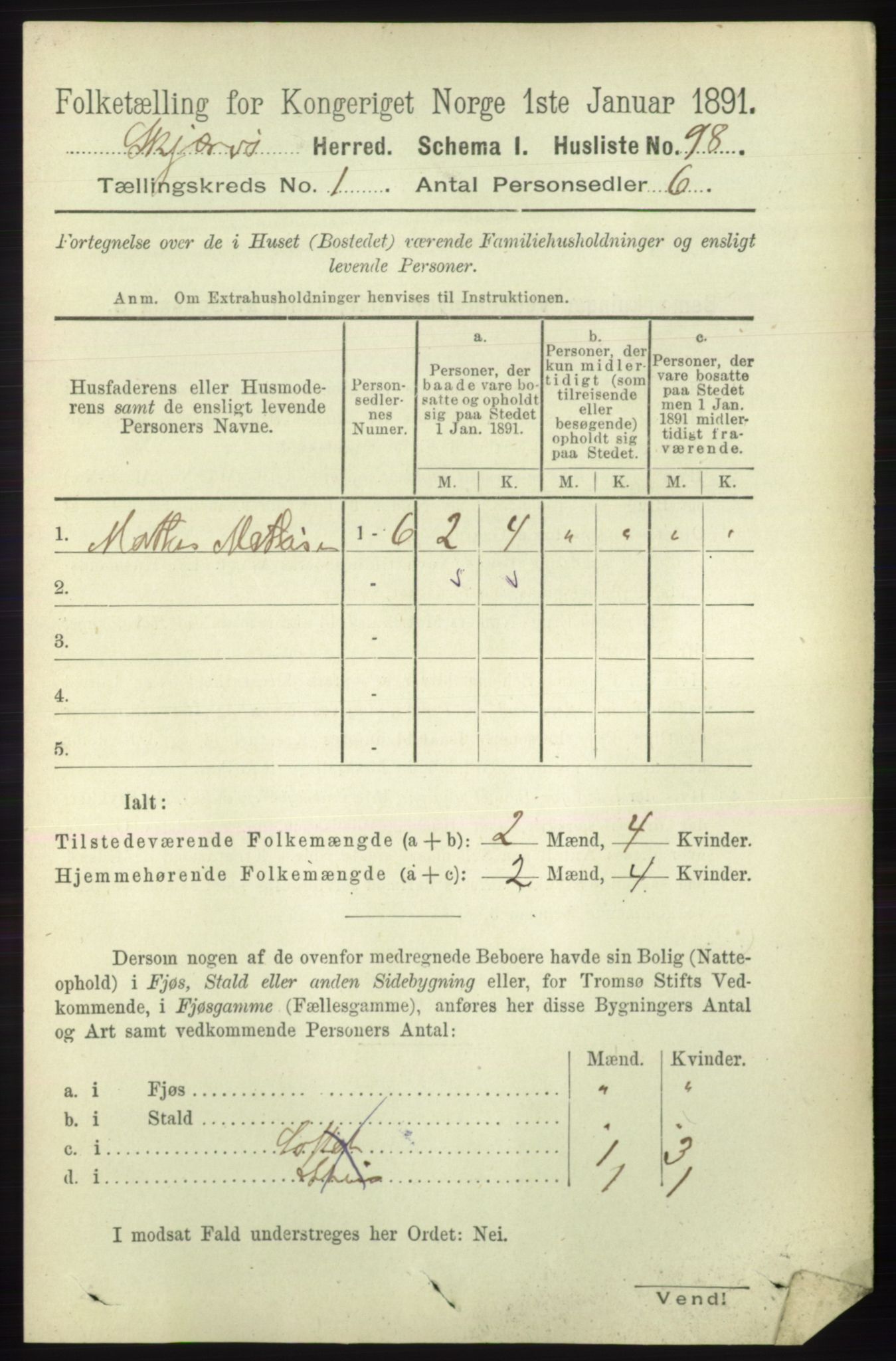 RA, 1891 census for 1941 Skjervøy, 1891, p. 116