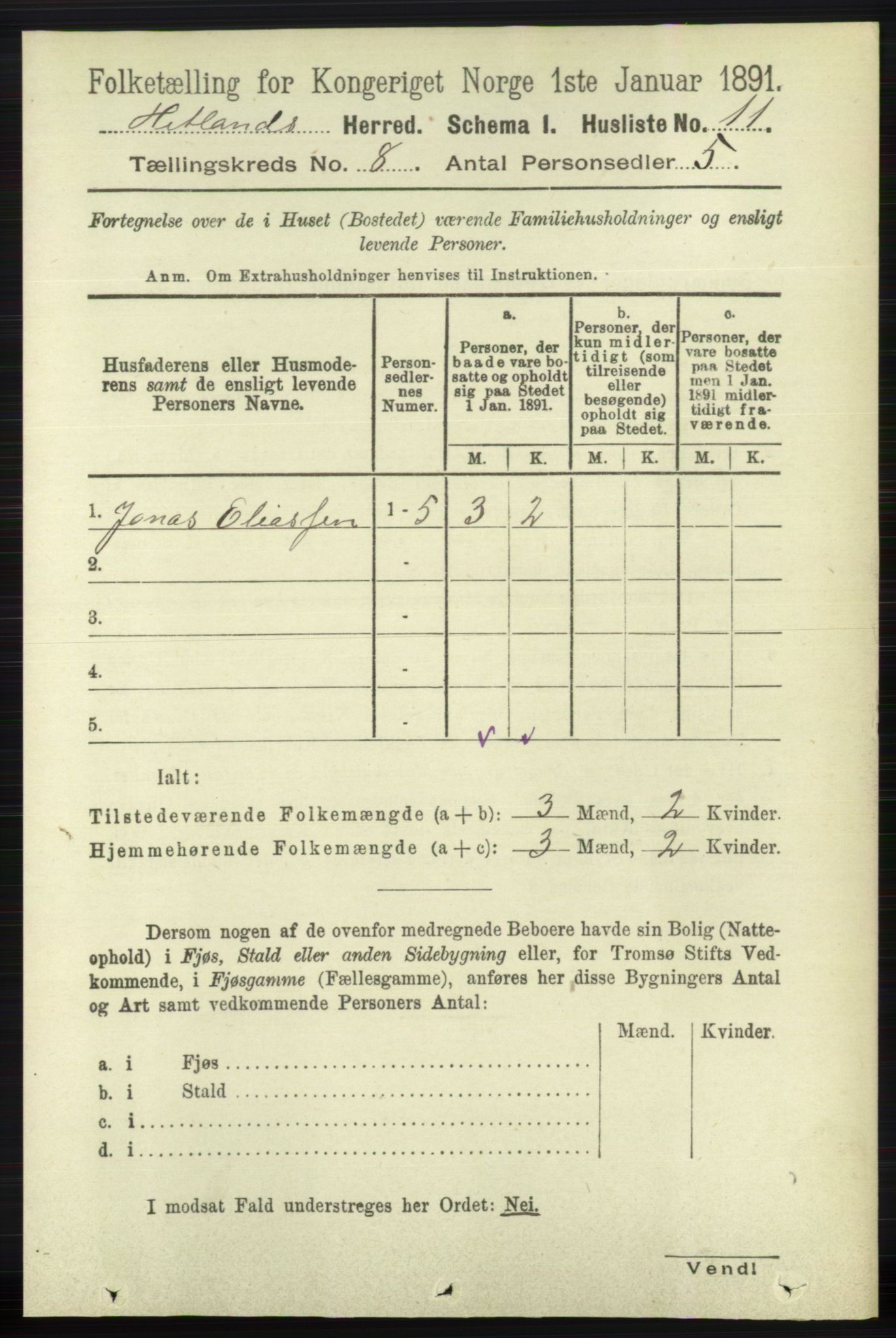 RA, 1891 census for 1126 Hetland, 1891, p. 4361