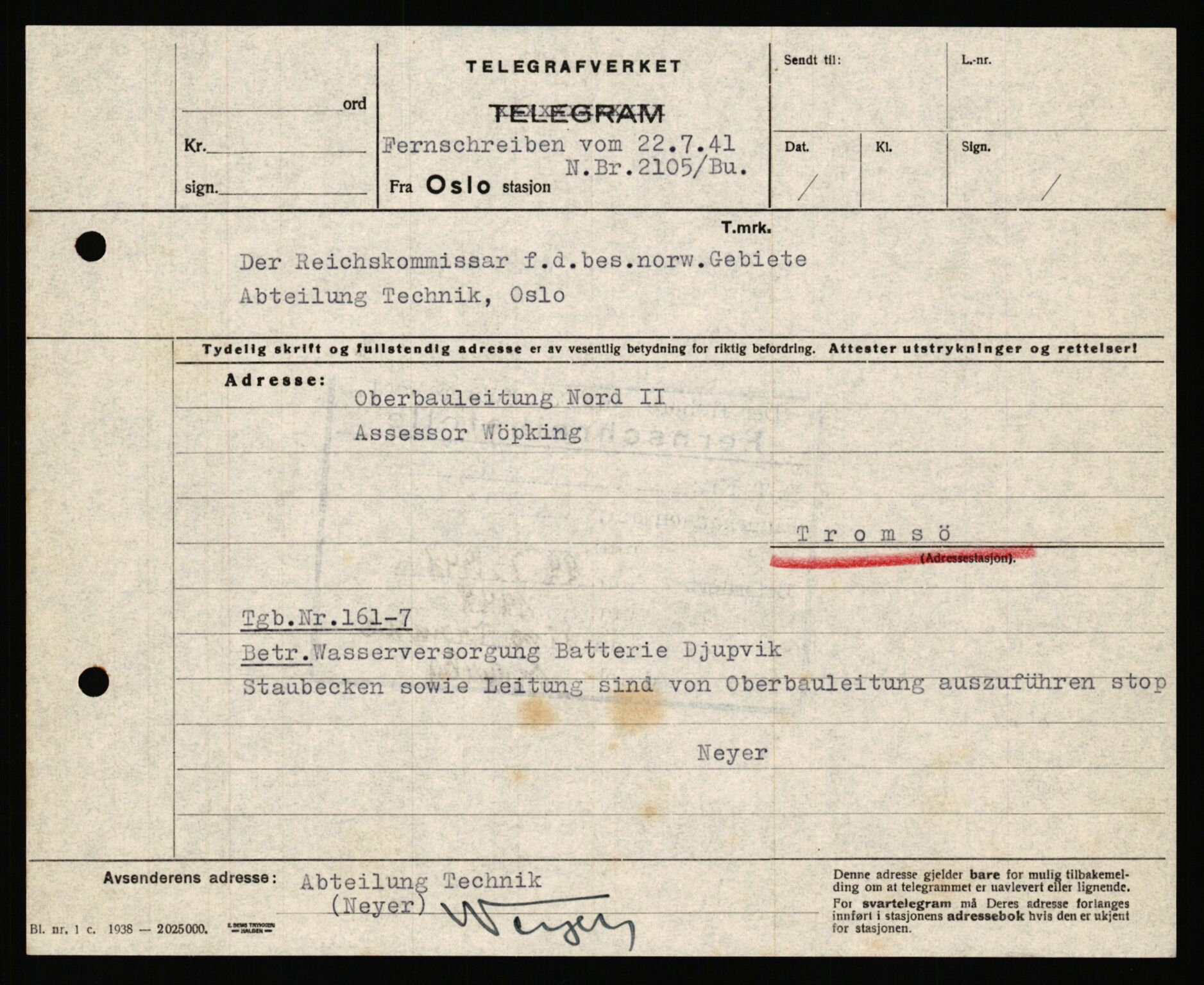 Tyske arkiver, Organisation Todt (OT), Einsatzgruppe Wiking, AV/RA-RAFA-2188/2/B/Bb/L0006: Korrespondanse med Kriegsmarine, 1940-1941, p. 562