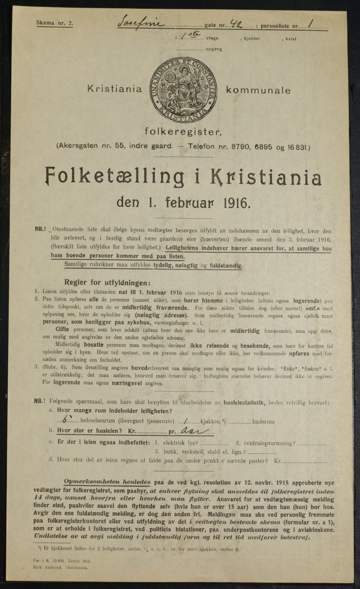 OBA, Municipal Census 1916 for Kristiania, 1916, p. 48707