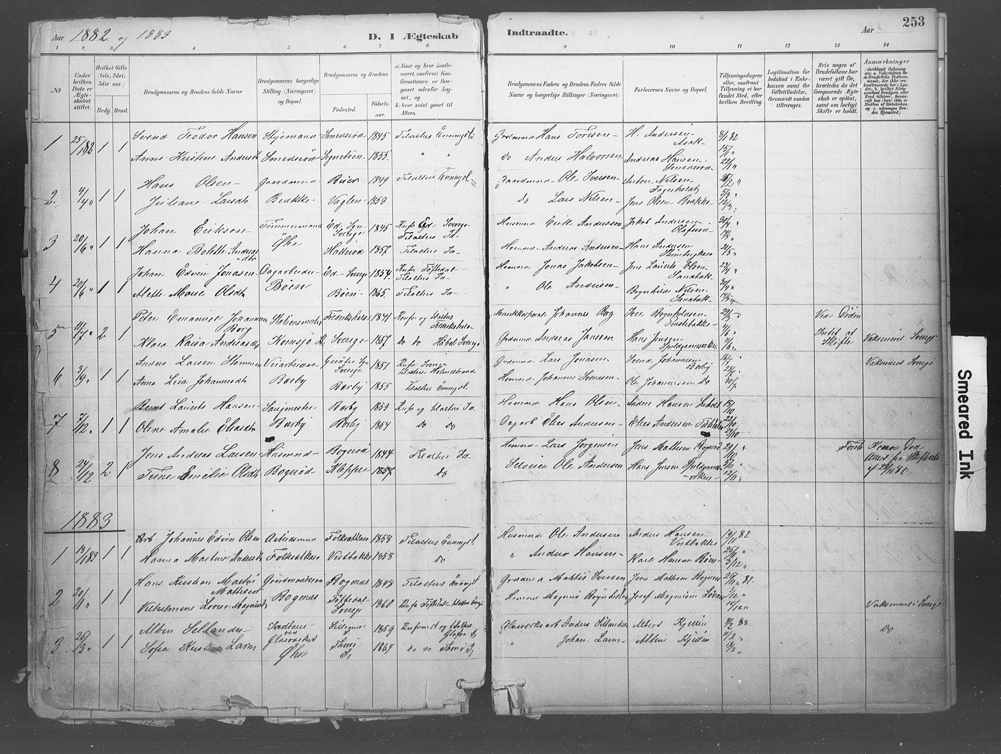 Idd prestekontor Kirkebøker, AV/SAO-A-10911/F/Fb/L0002: Parish register (official) no. II 2, 1882-1923, p. 253