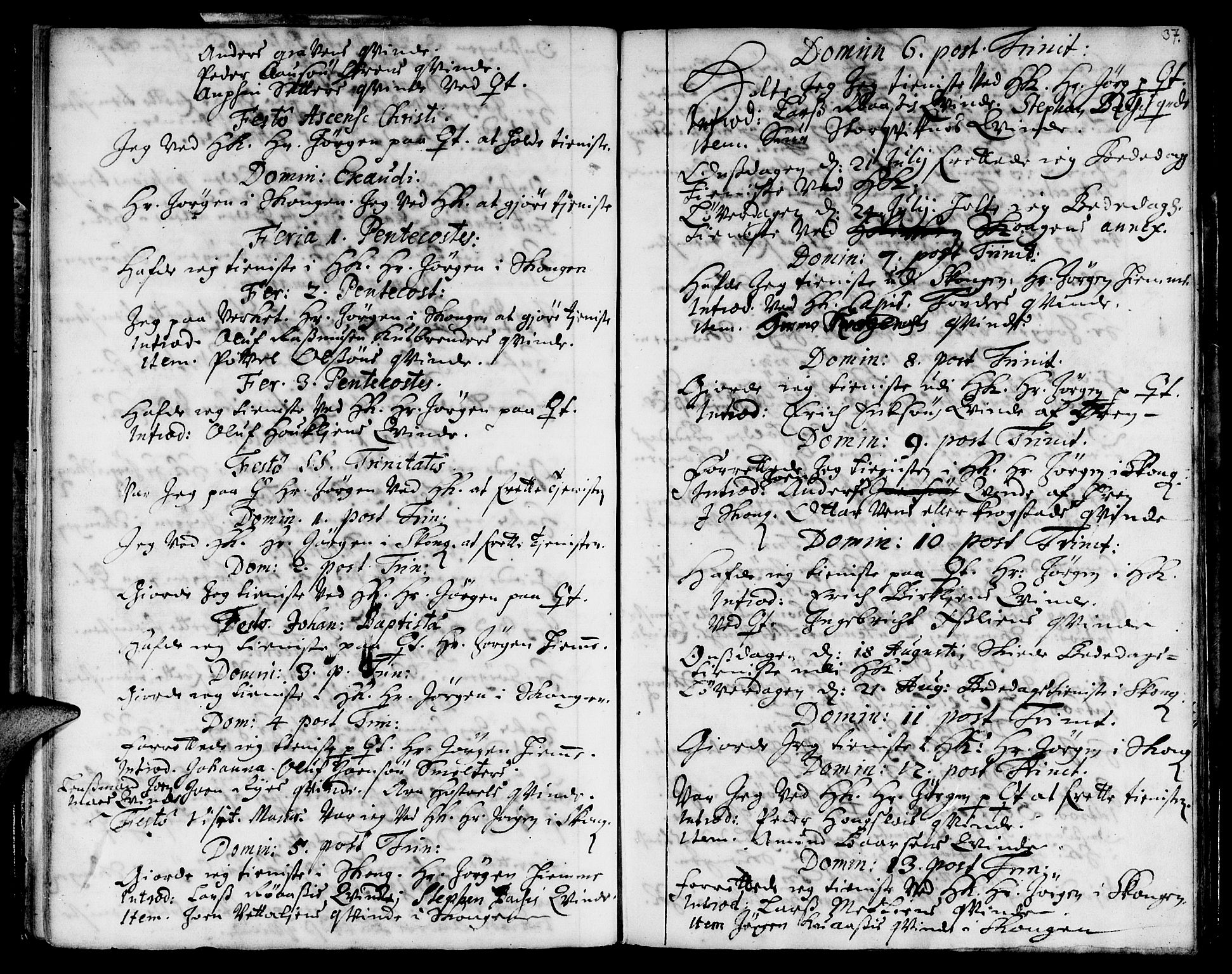 Ministerialprotokoller, klokkerbøker og fødselsregistre - Sør-Trøndelag, SAT/A-1456/668/L0801: Parish register (official) no. 668A01, 1695-1716, p. 36-37