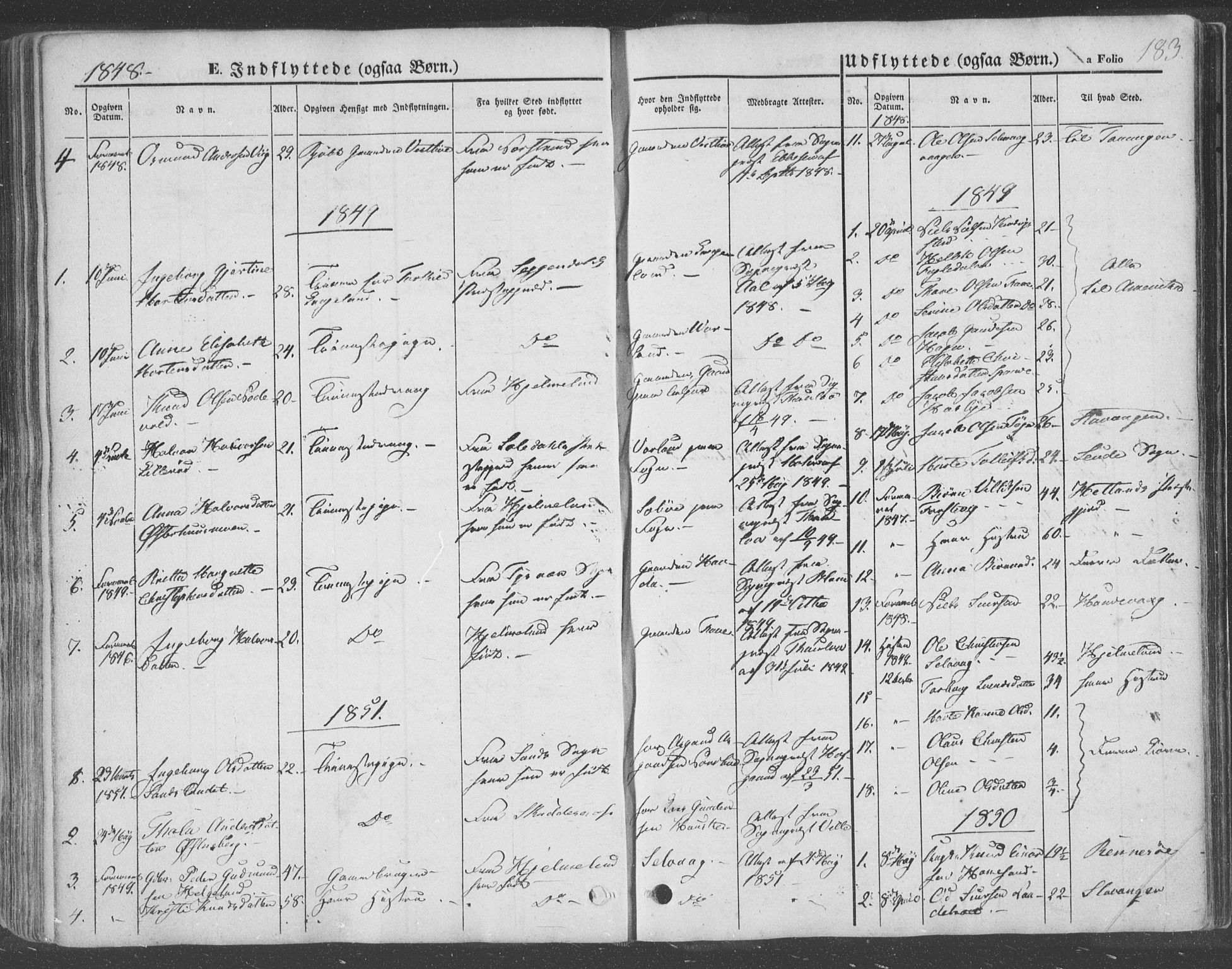 Finnøy sokneprestkontor, SAST/A-101825/H/Ha/Haa/L0007: Parish register (official) no. A 7, 1847-1862, p. 183