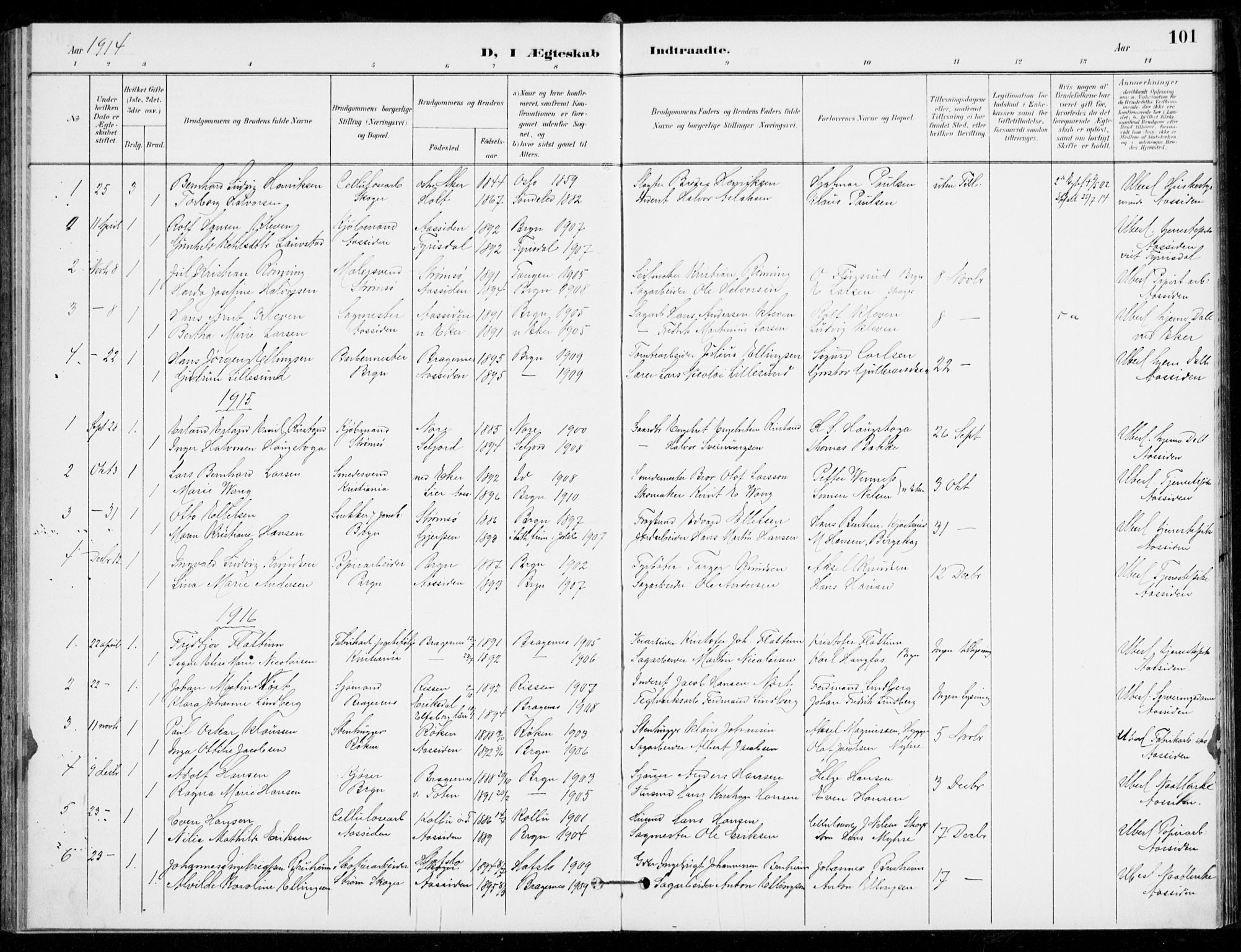 Åssiden kirkebøker, AV/SAKO-A-251/F/Fa/L0002: Parish register (official) no. 2, 1896-1916, p. 101