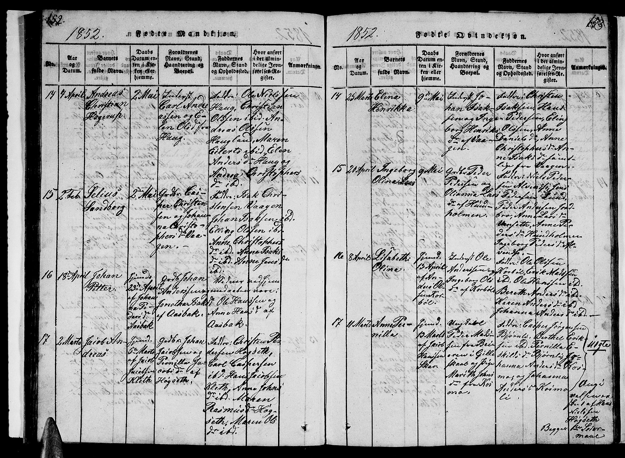 Ministerialprotokoller, klokkerbøker og fødselsregistre - Nordland, AV/SAT-A-1459/852/L0752: Parish register (copy) no. 852C03, 1840-1855, p. 152-153