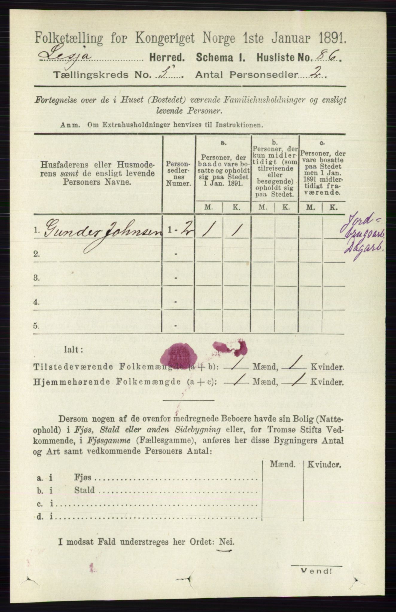 RA, 1891 census for 0512 Lesja, 1891, p. 1676