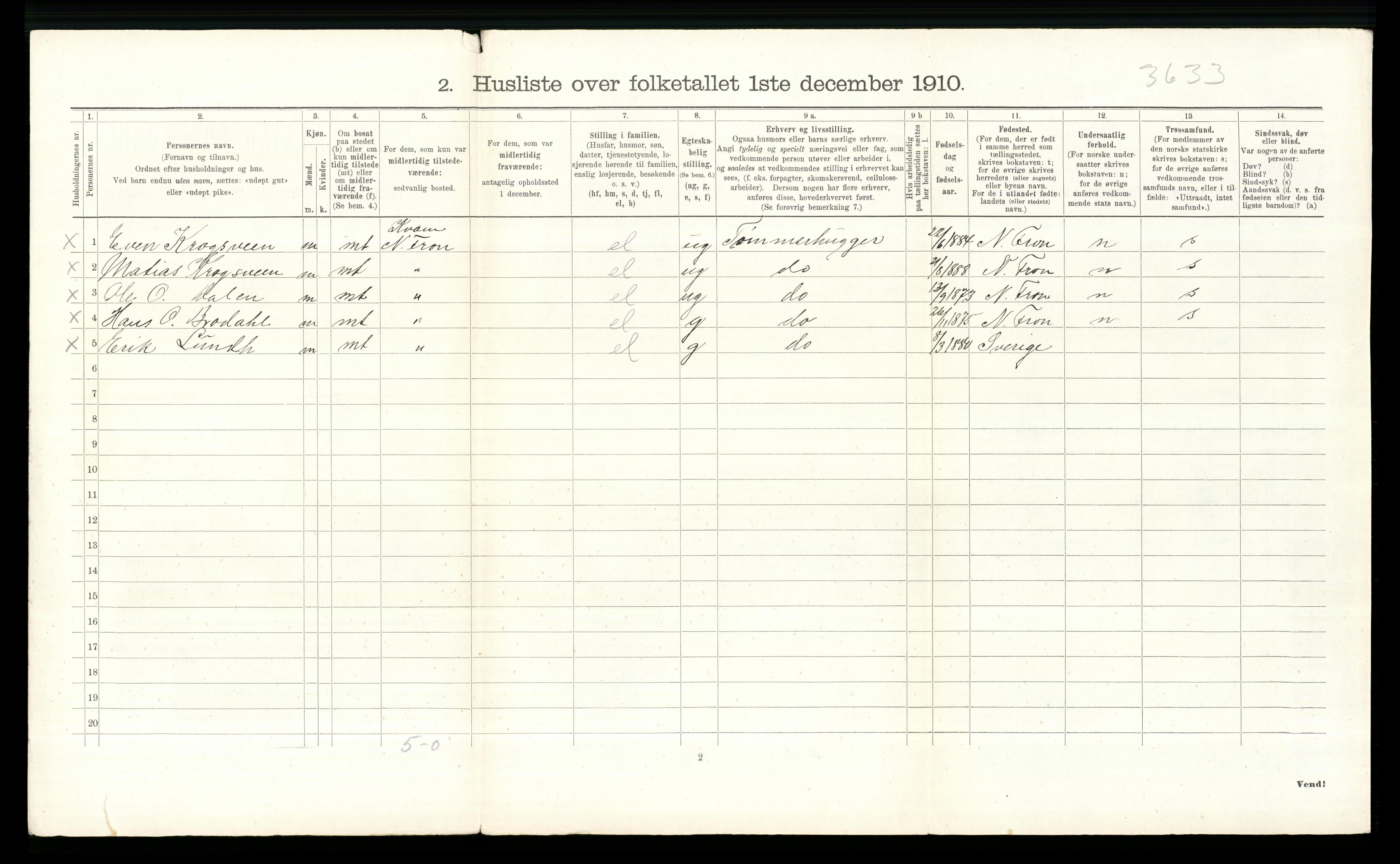 RA, 1910 census for Ringebu, 1910, p. 1347