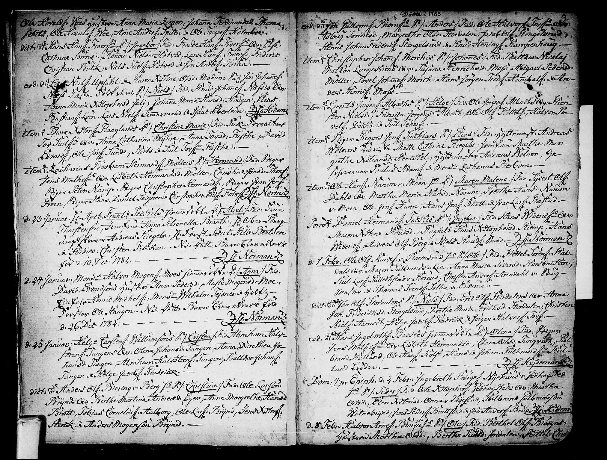 Kongsberg kirkebøker, AV/SAKO-A-22/F/Fa/L0006: Parish register (official) no. I 6, 1783-1797, p. 3