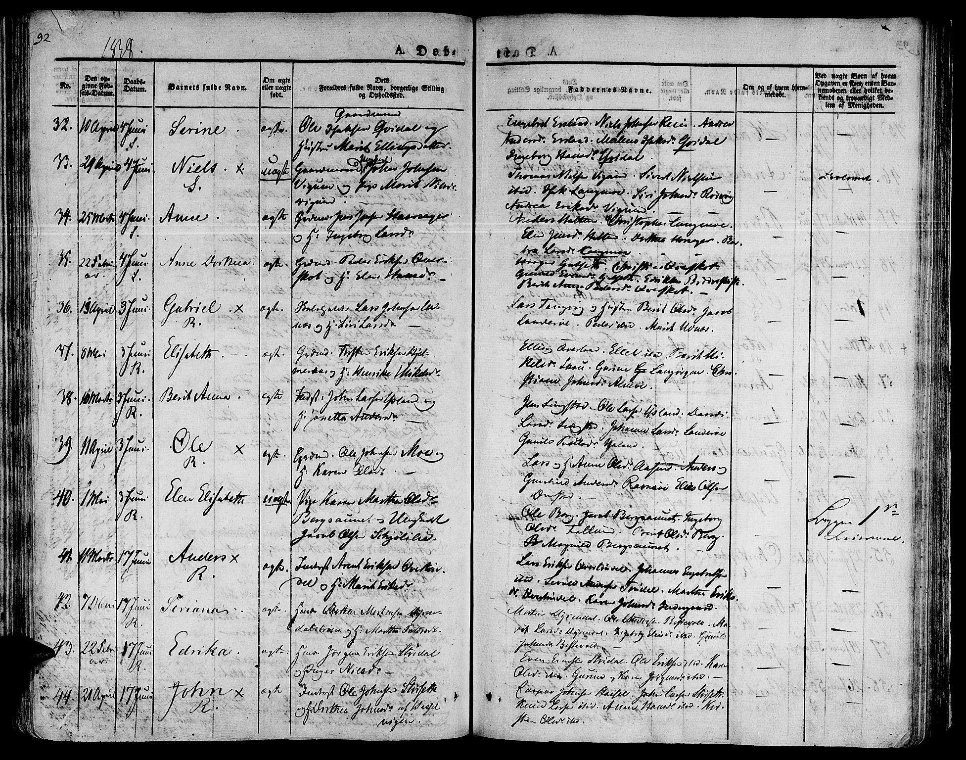 Ministerialprotokoller, klokkerbøker og fødselsregistre - Sør-Trøndelag, AV/SAT-A-1456/646/L0609: Parish register (official) no. 646A07, 1826-1838, p. 92