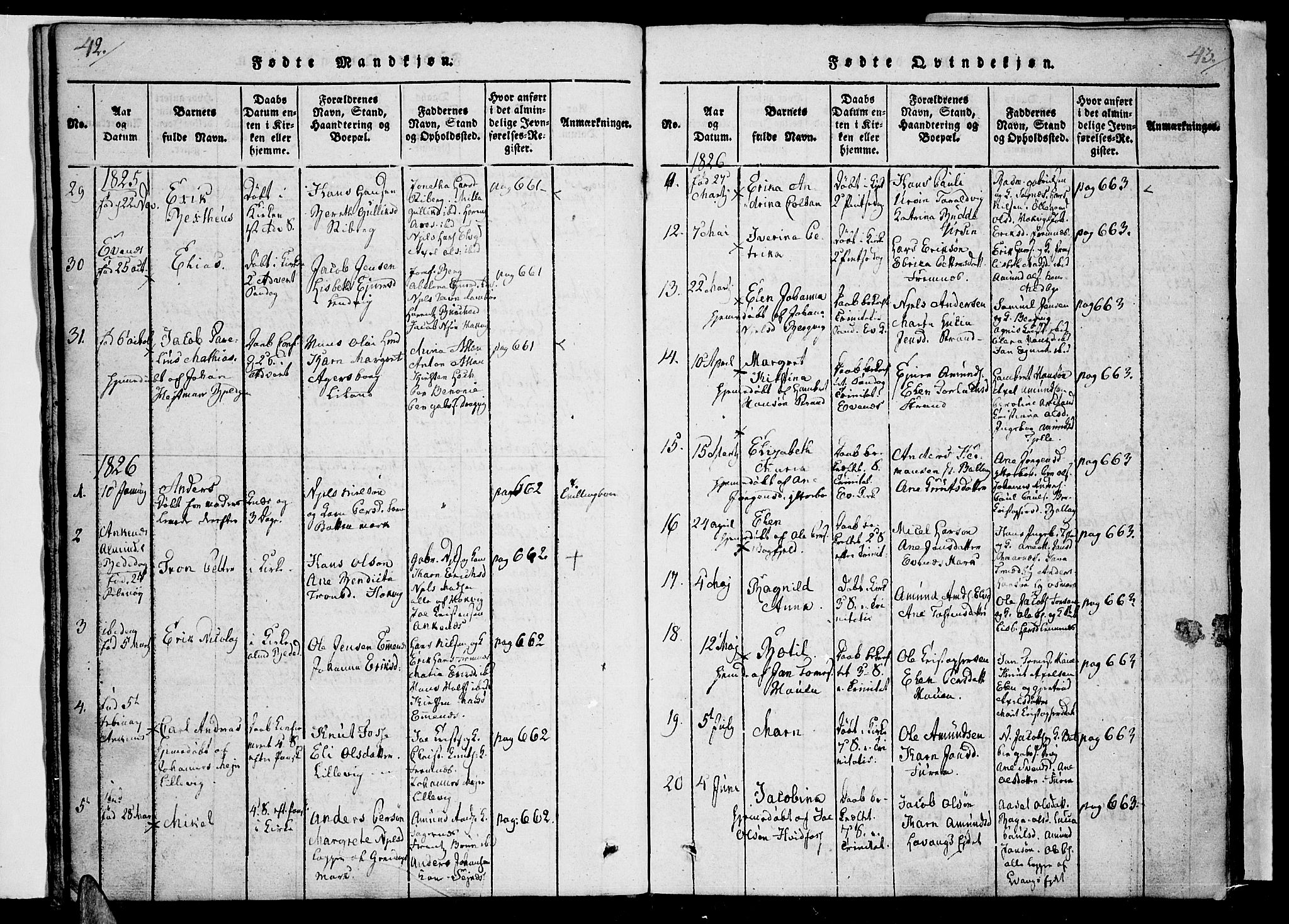 Ministerialprotokoller, klokkerbøker og fødselsregistre - Nordland, AV/SAT-A-1459/863/L0894: Parish register (official) no. 863A06, 1821-1851, p. 42-43