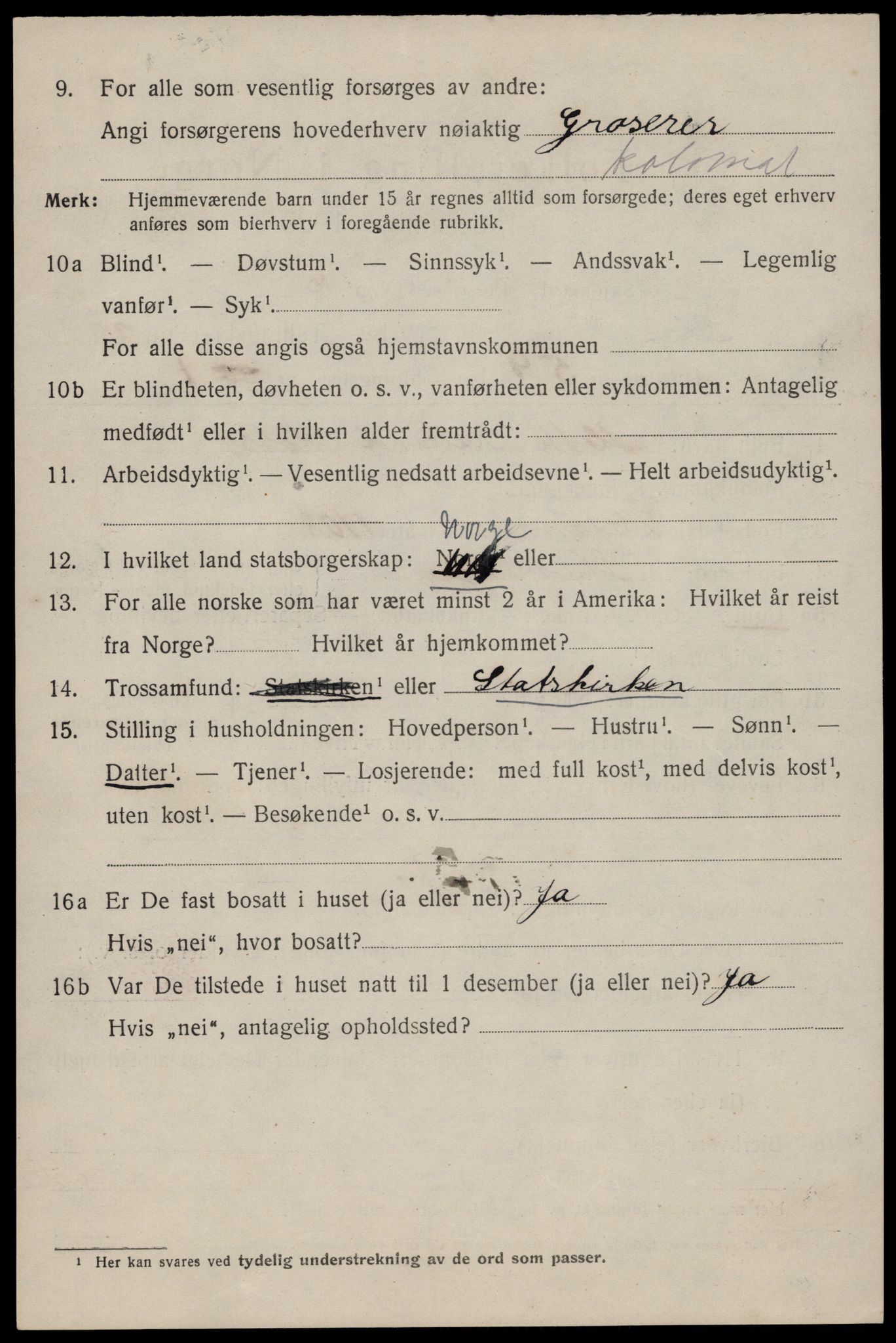 SAST, 1920 census for Stavanger, 1920, p. 94725