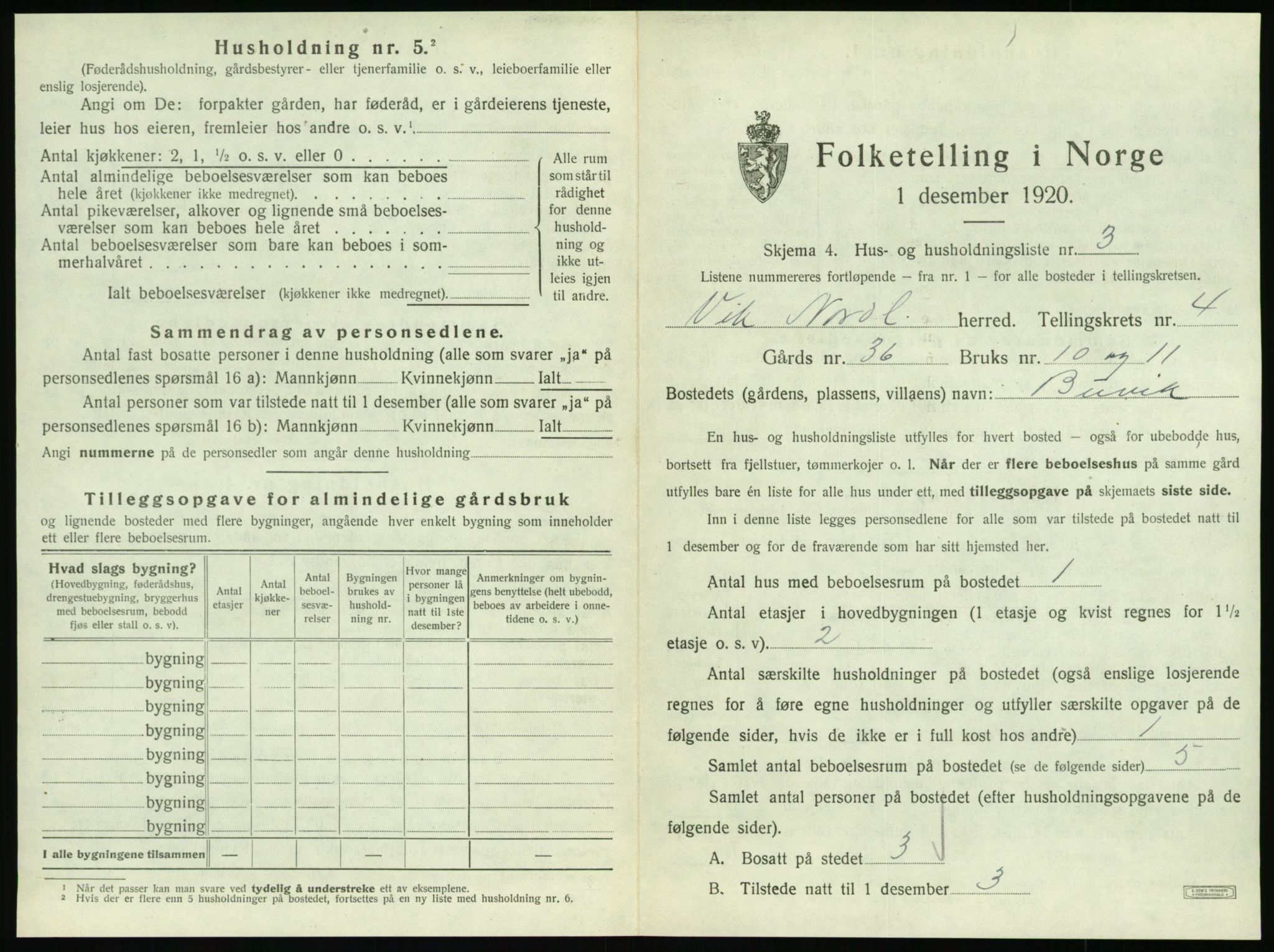 SAT, 1920 census for Vik, 1920, p. 255