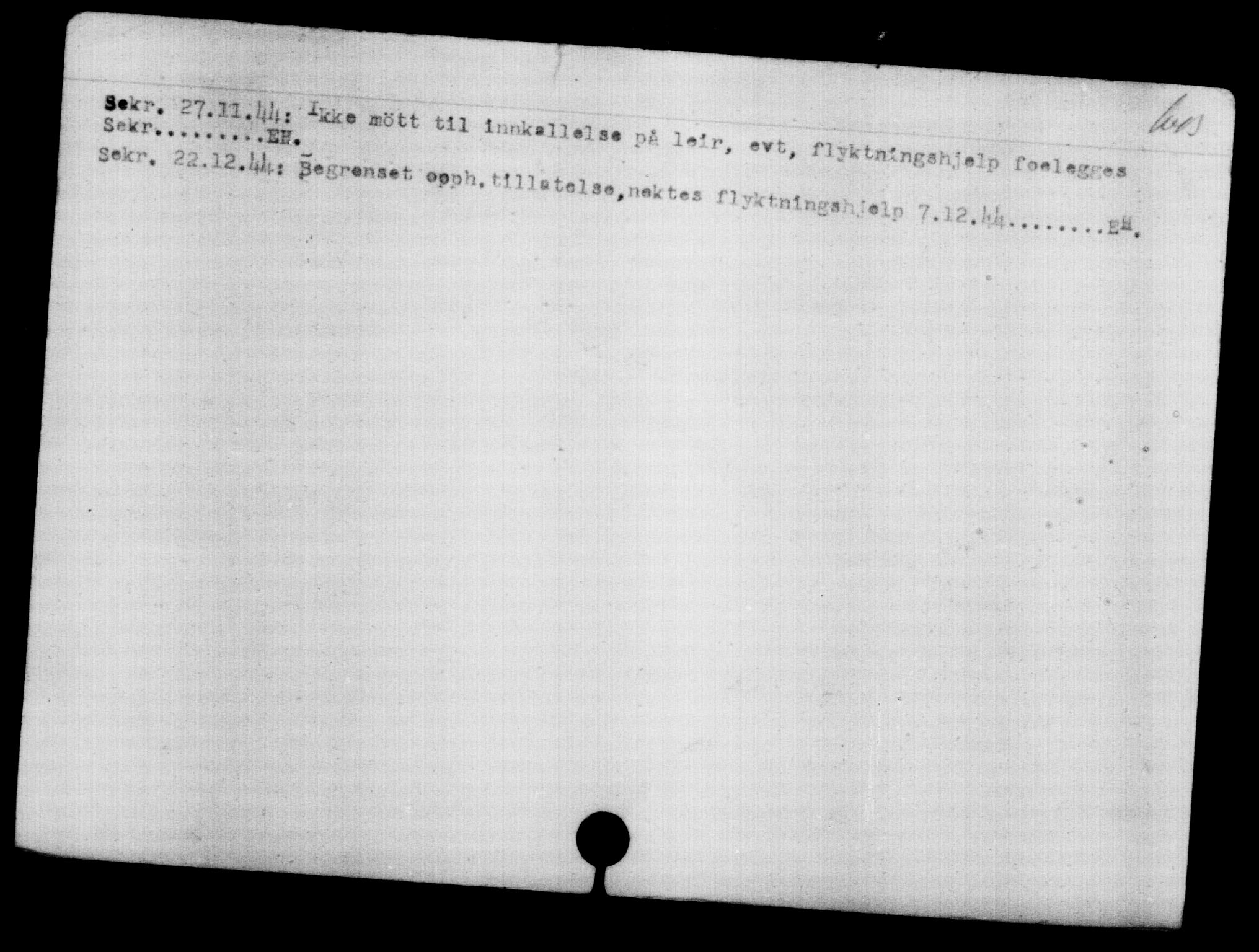 Utenriksstasjonene, Legasjonen i Stockholm, Flyktningkontoret, AV/RA-S-6753/V/Va/L0006: Kjesäterkartoteket, flyktninger med registreringsnr. 9400-12711, 1940-1945, p. 3087