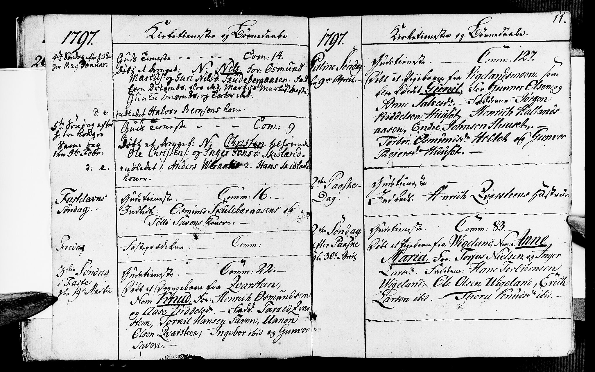 Vennesla sokneprestkontor, SAK/1111-0045/Fa/Fab/L0002: Parish register (official) no. A 2, 1794-1834, p. 11