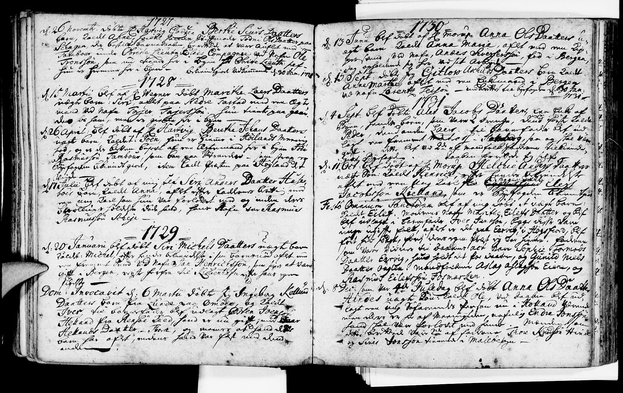 Domkirken sokneprestkontor, SAST/A-101812/001/30/30BA/L0002: Parish register (official) no. A 2 /1, 1727-1738