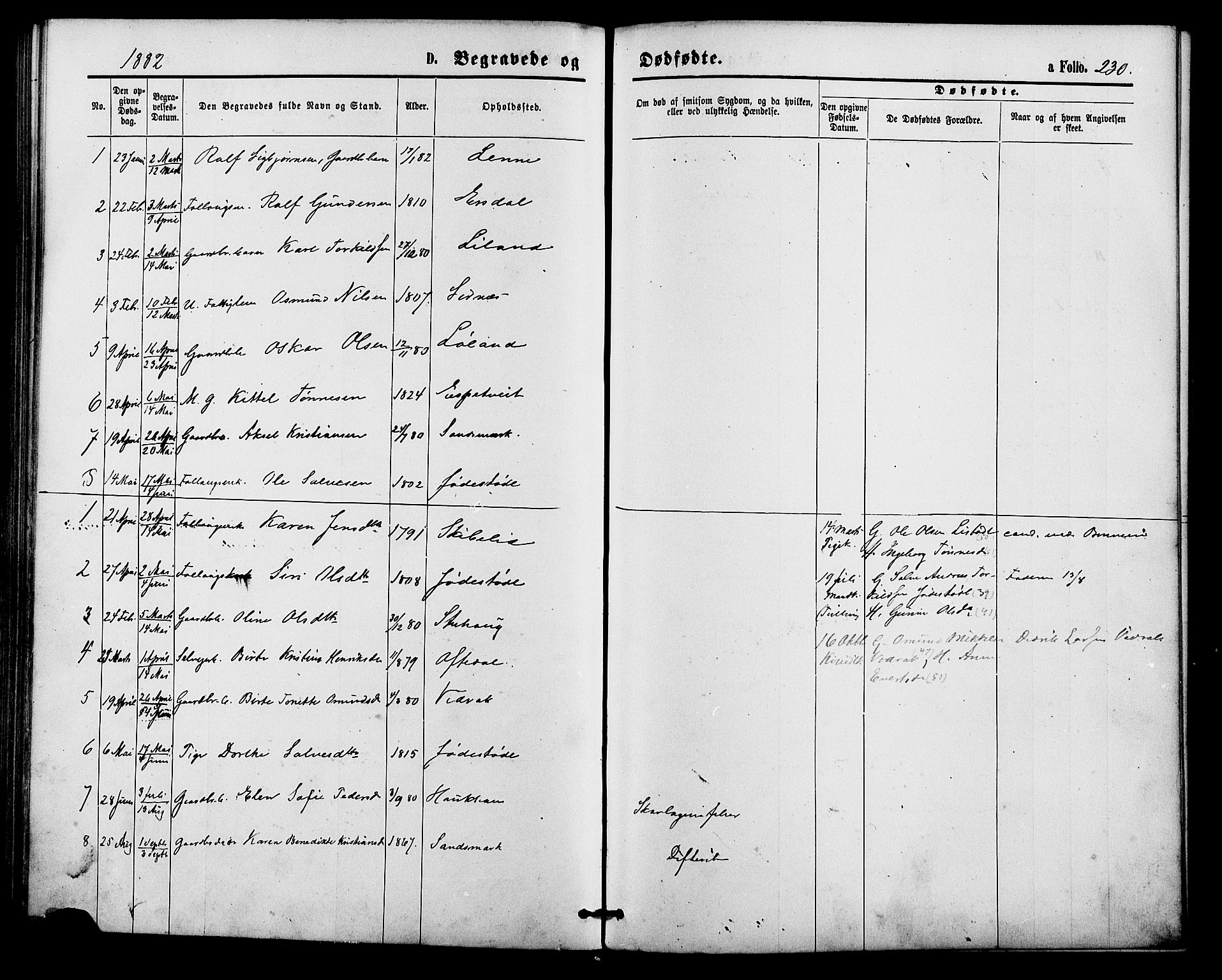 Bakke sokneprestkontor, SAK/1111-0002/F/Fa/Faa/L0007: Parish register (official) no. A 7, 1877-1886, p. 230
