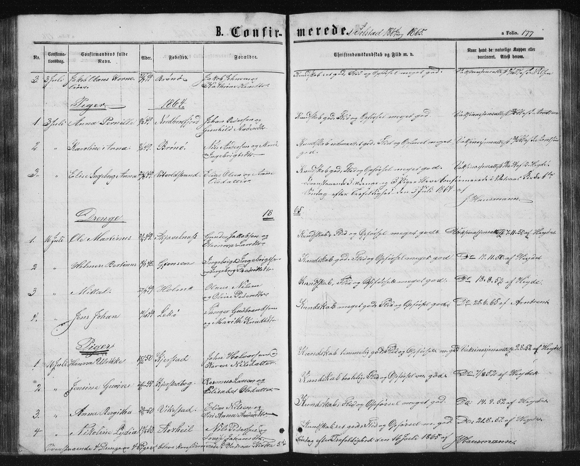 Ministerialprotokoller, klokkerbøker og fødselsregistre - Nordland, AV/SAT-A-1459/810/L0159: Parish register (copy) no. 810C02 /2, 1863-1883, p. 177