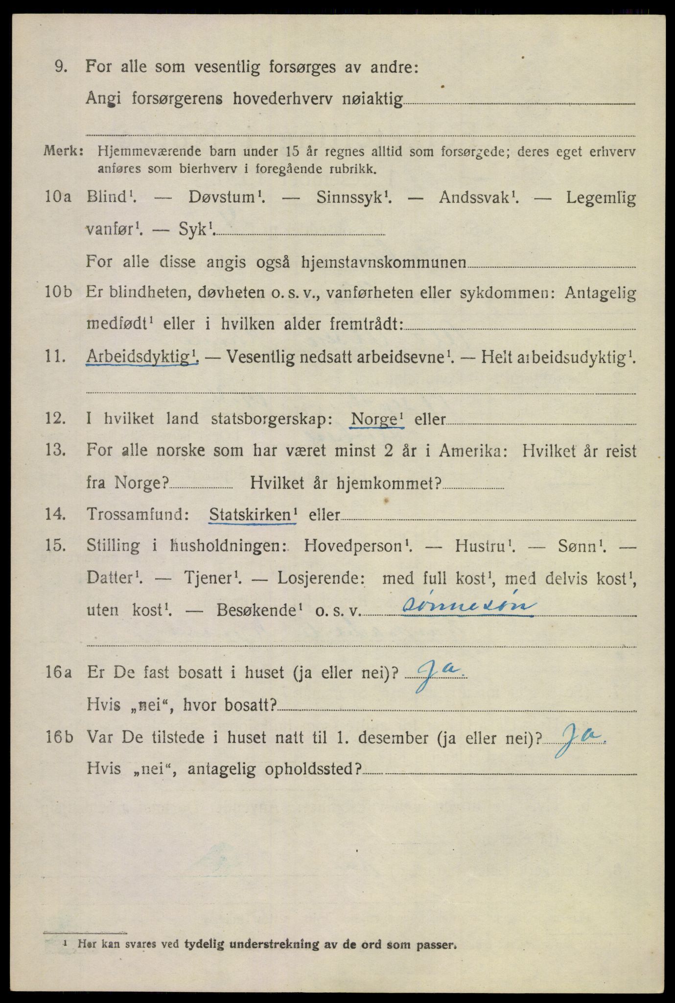 SAKO, 1920 census for Flesberg, 1920, p. 2612