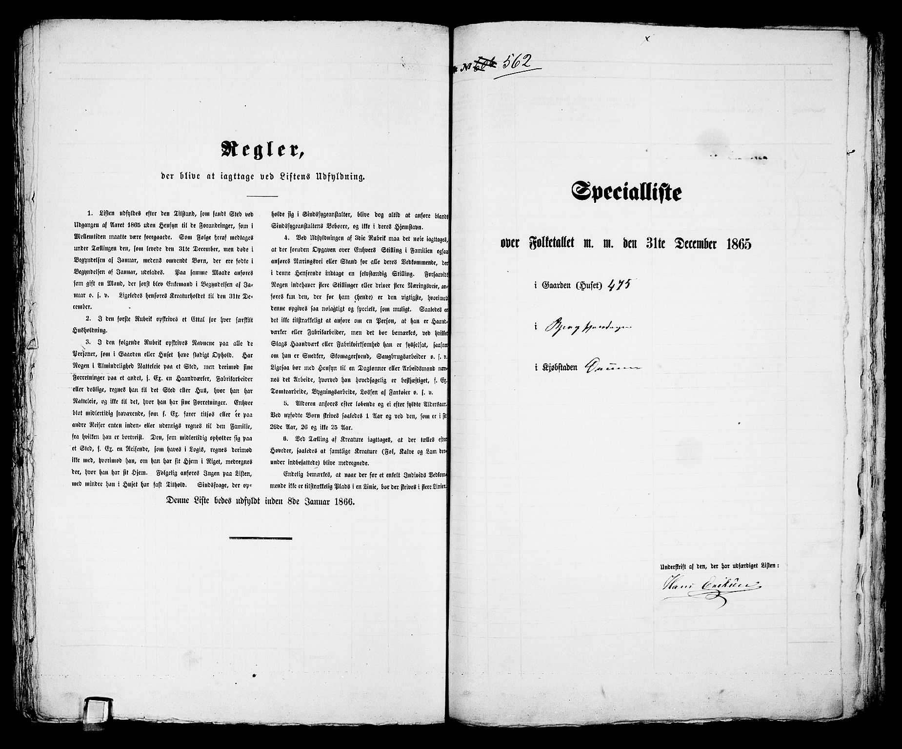 RA, 1865 census for Bragernes in Drammen, 1865, p. 1169