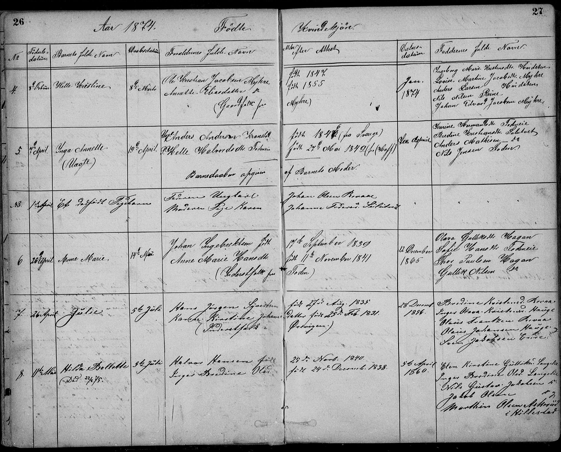 Ramnes kirkebøker, AV/SAKO-A-314/G/Gb/L0001: Parish register (copy) no. II 1, 1869-1904, p. 26-27