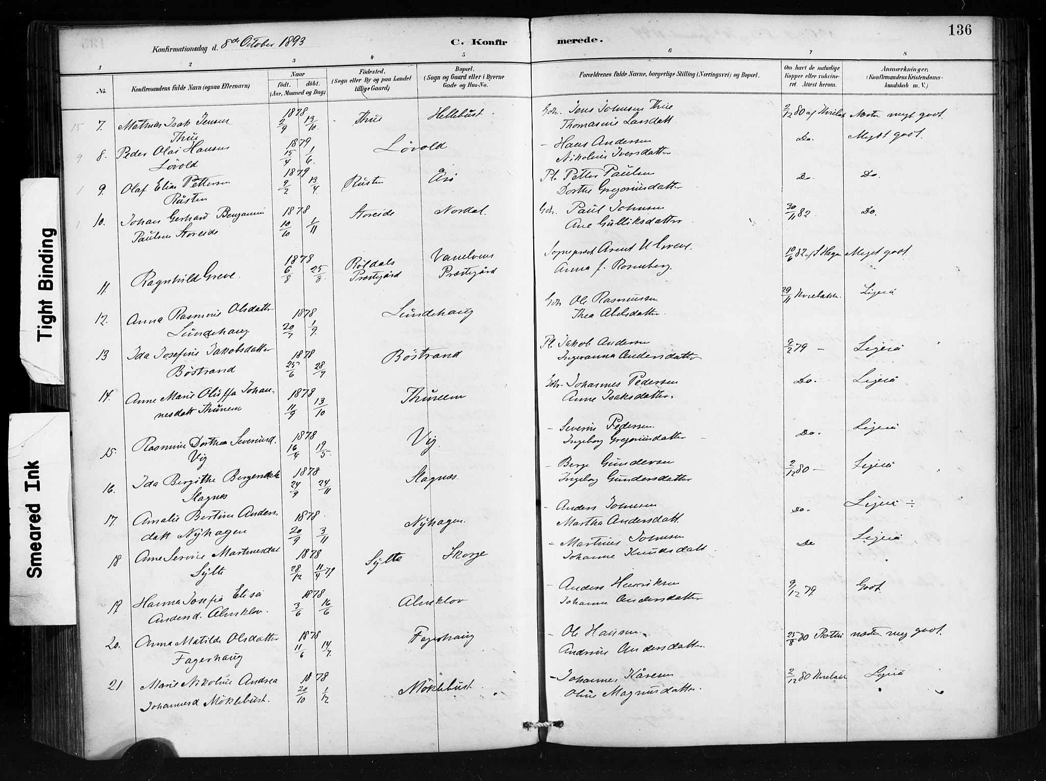 Ministerialprotokoller, klokkerbøker og fødselsregistre - Møre og Romsdal, AV/SAT-A-1454/501/L0008: Parish register (official) no. 501A08, 1885-1901, p. 136