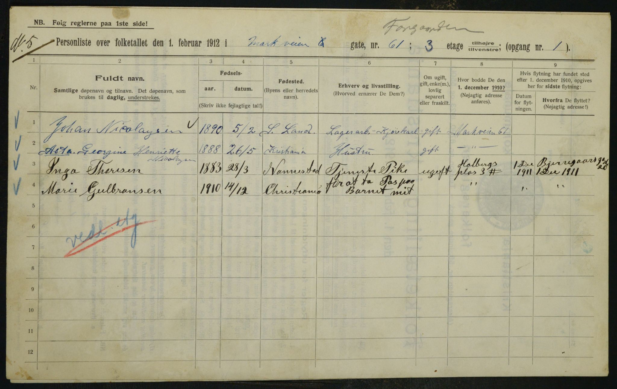 OBA, Municipal Census 1912 for Kristiania, 1912, p. 64852