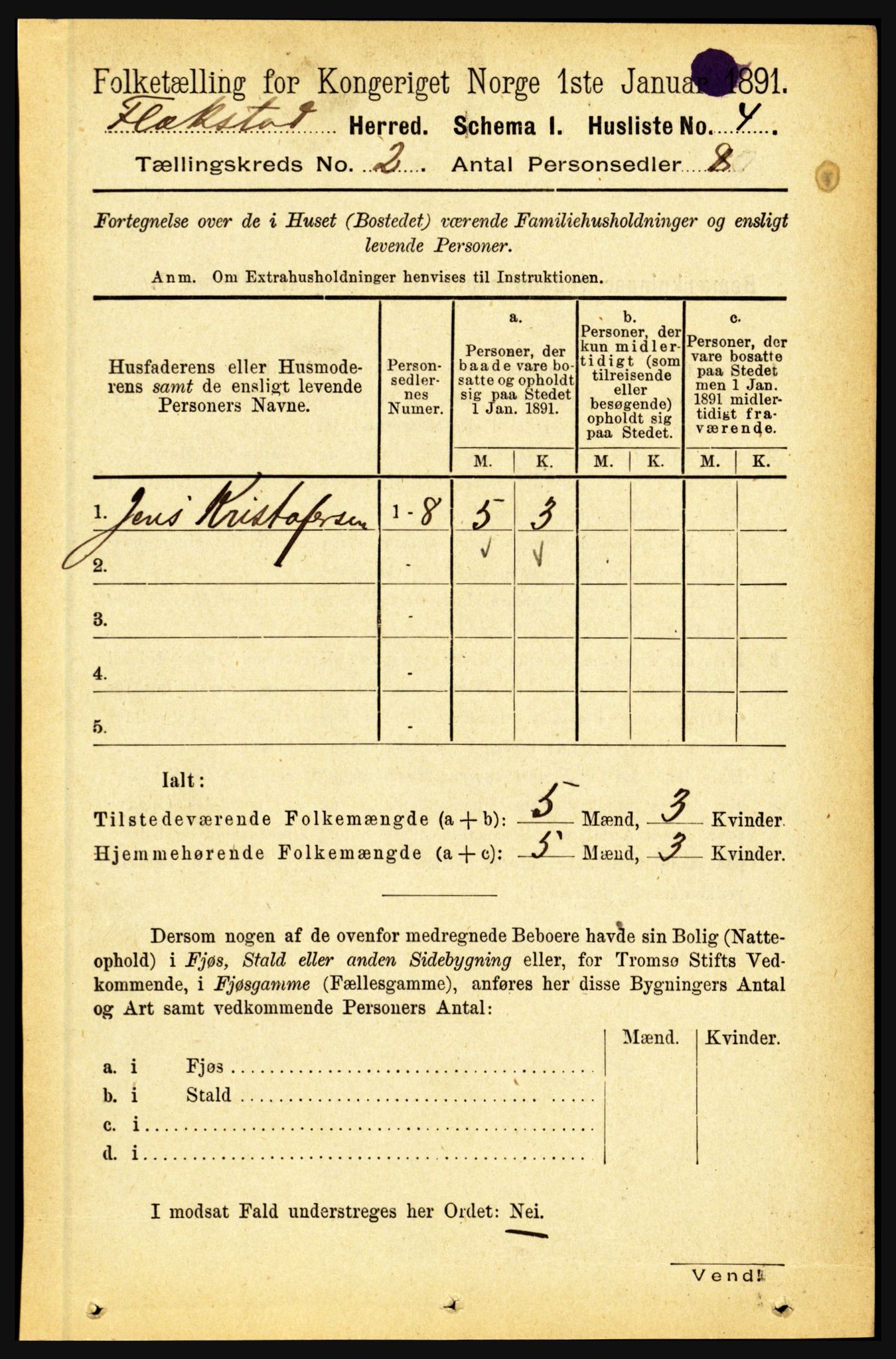 RA, 1891 census for 1859 Flakstad, 1891, p. 518