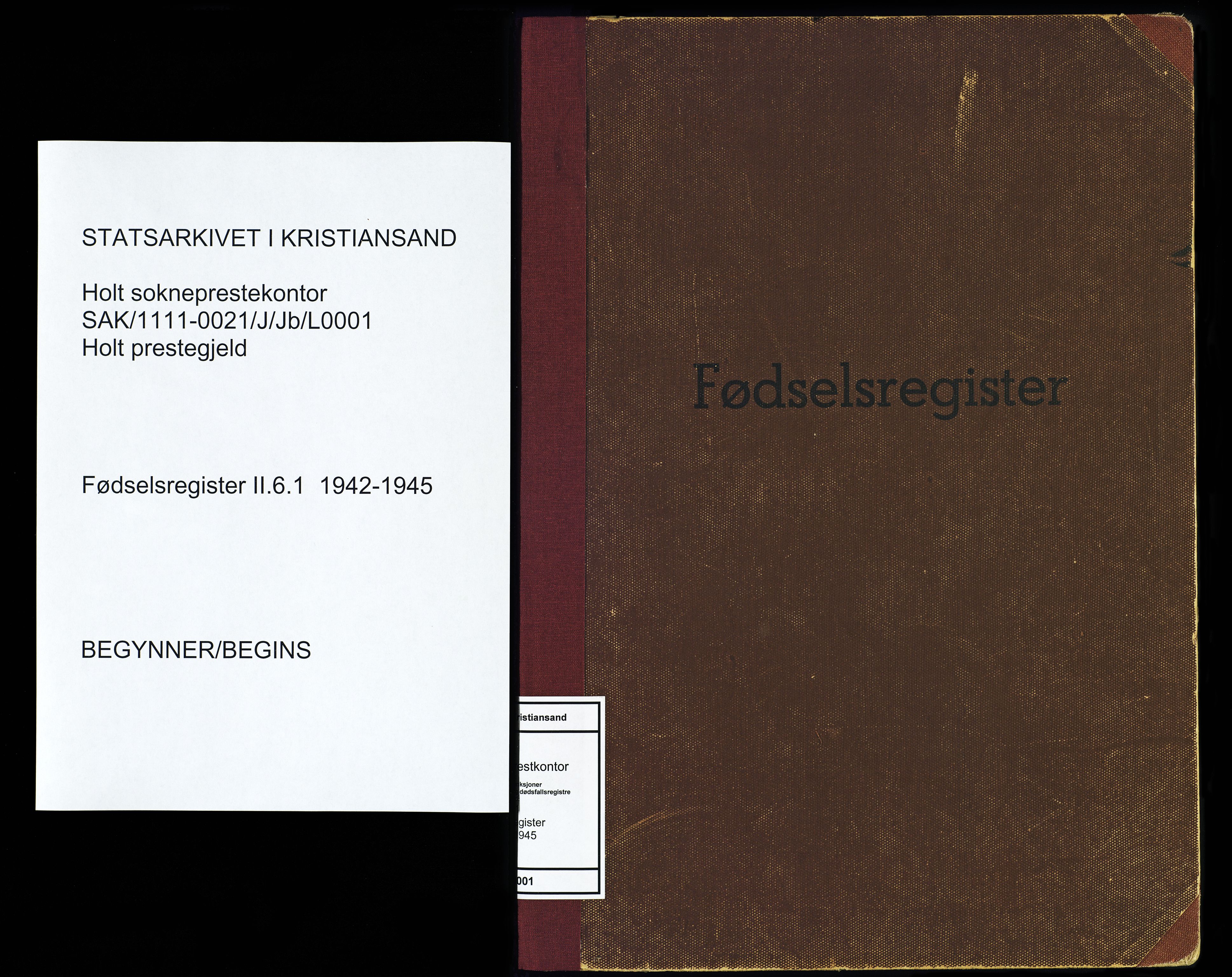 Holt sokneprestkontor, SAK/1111-0021/J/Jb/L0001: Birth register no. II.6.1, 1942-1945