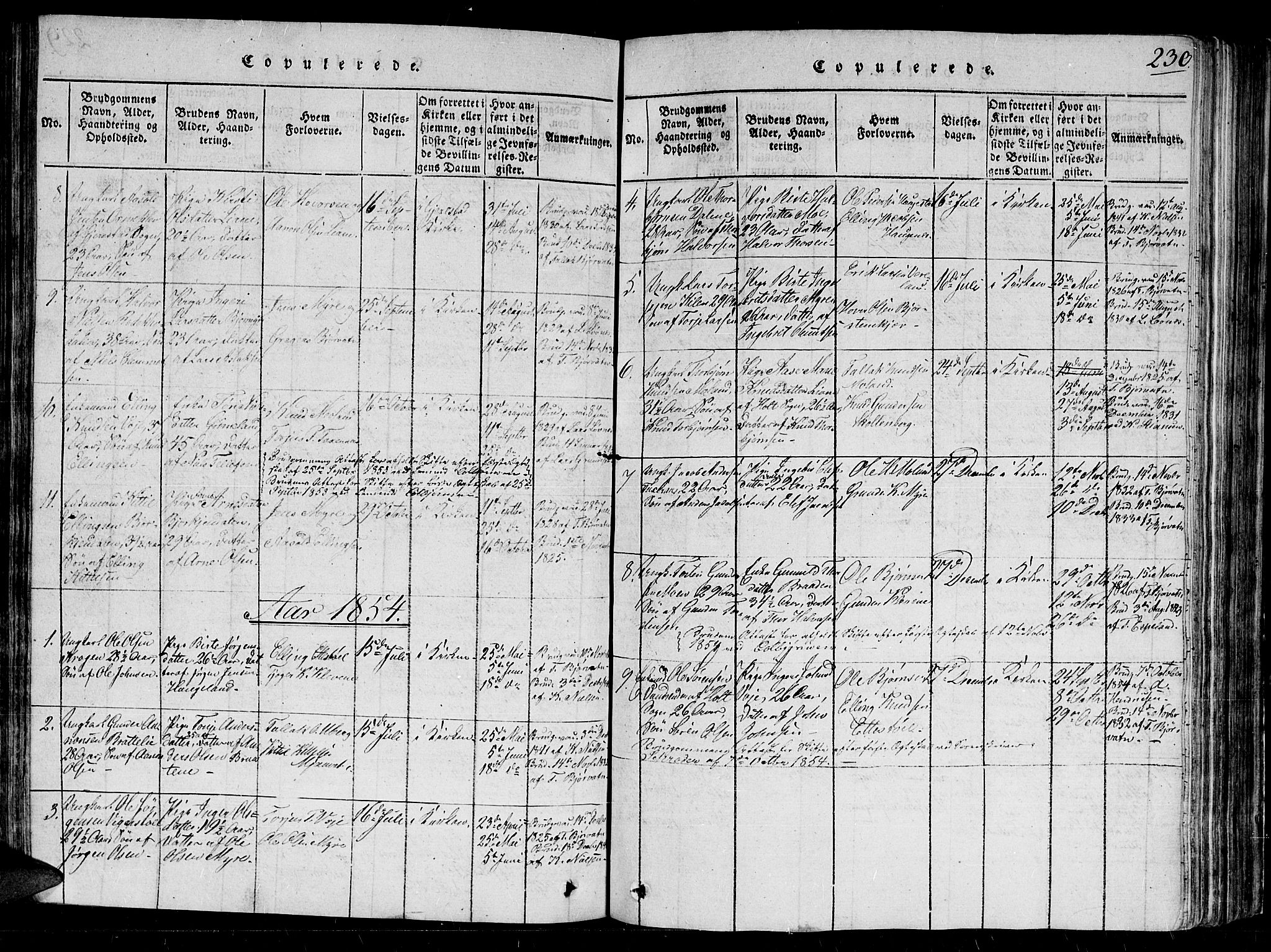Gjerstad sokneprestkontor, SAK/1111-0014/F/Fb/Fbb/L0001: Parish register (copy) no. B 1, 1813-1863, p. 230