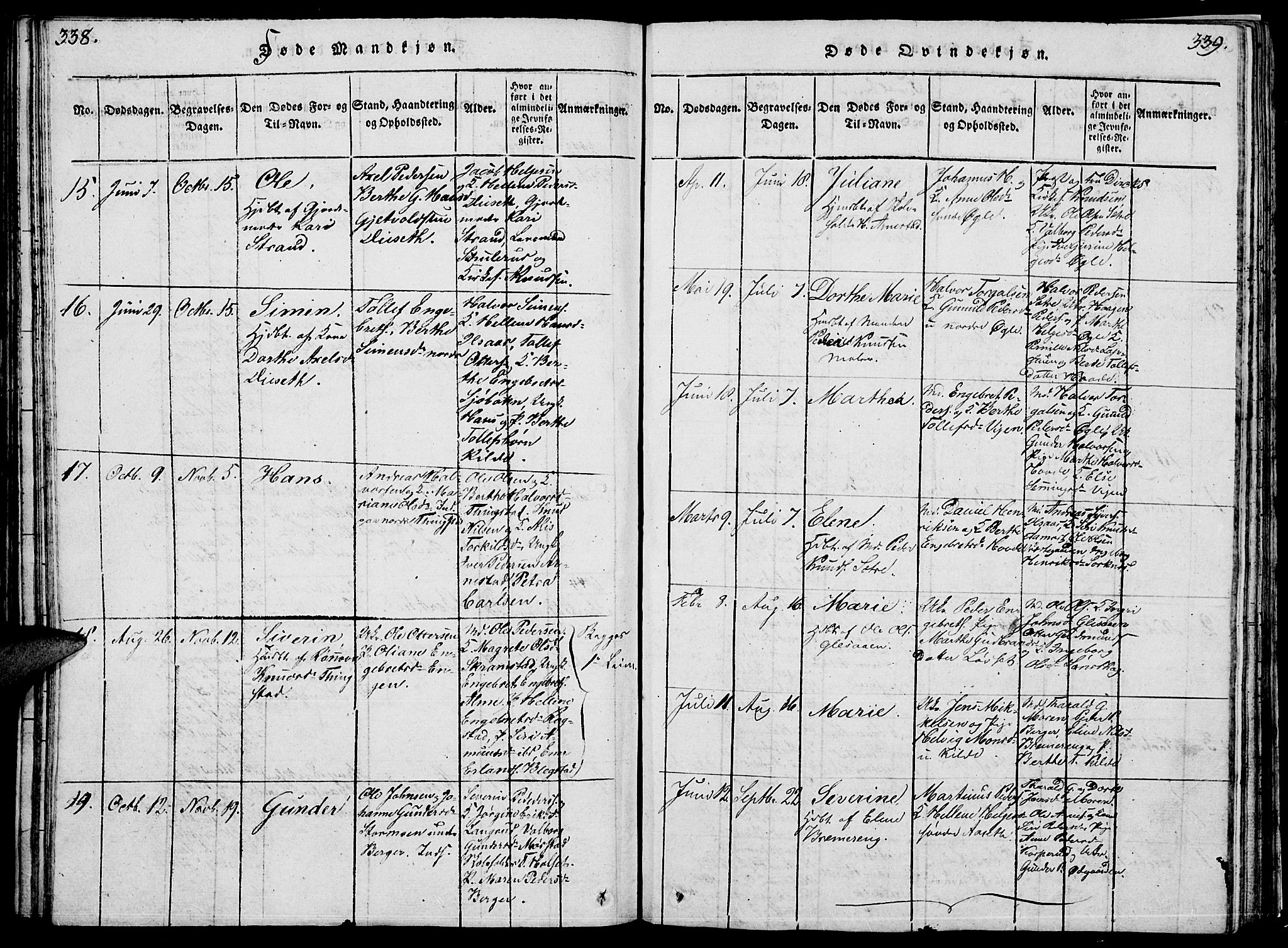 Åmot prestekontor, Hedmark, SAH/PREST-056/H/Ha/Hab/L0001: Parish register (copy) no. 1, 1815-1847, p. 338-339