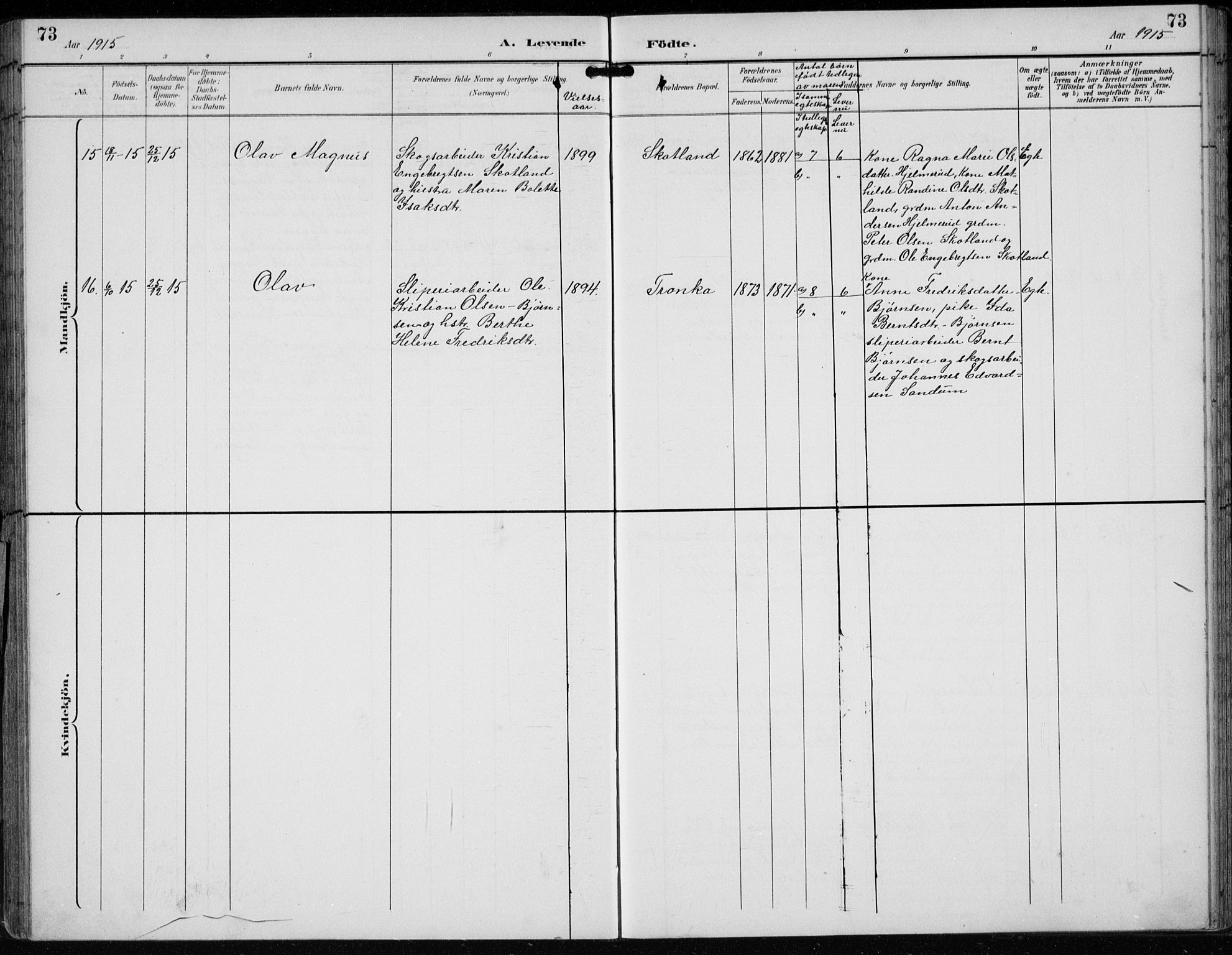 Lunder kirkebøker, AV/SAKO-A-629/F/Fb/L0001: Parish register (official) no. II 1, 1893-1916, p. 73