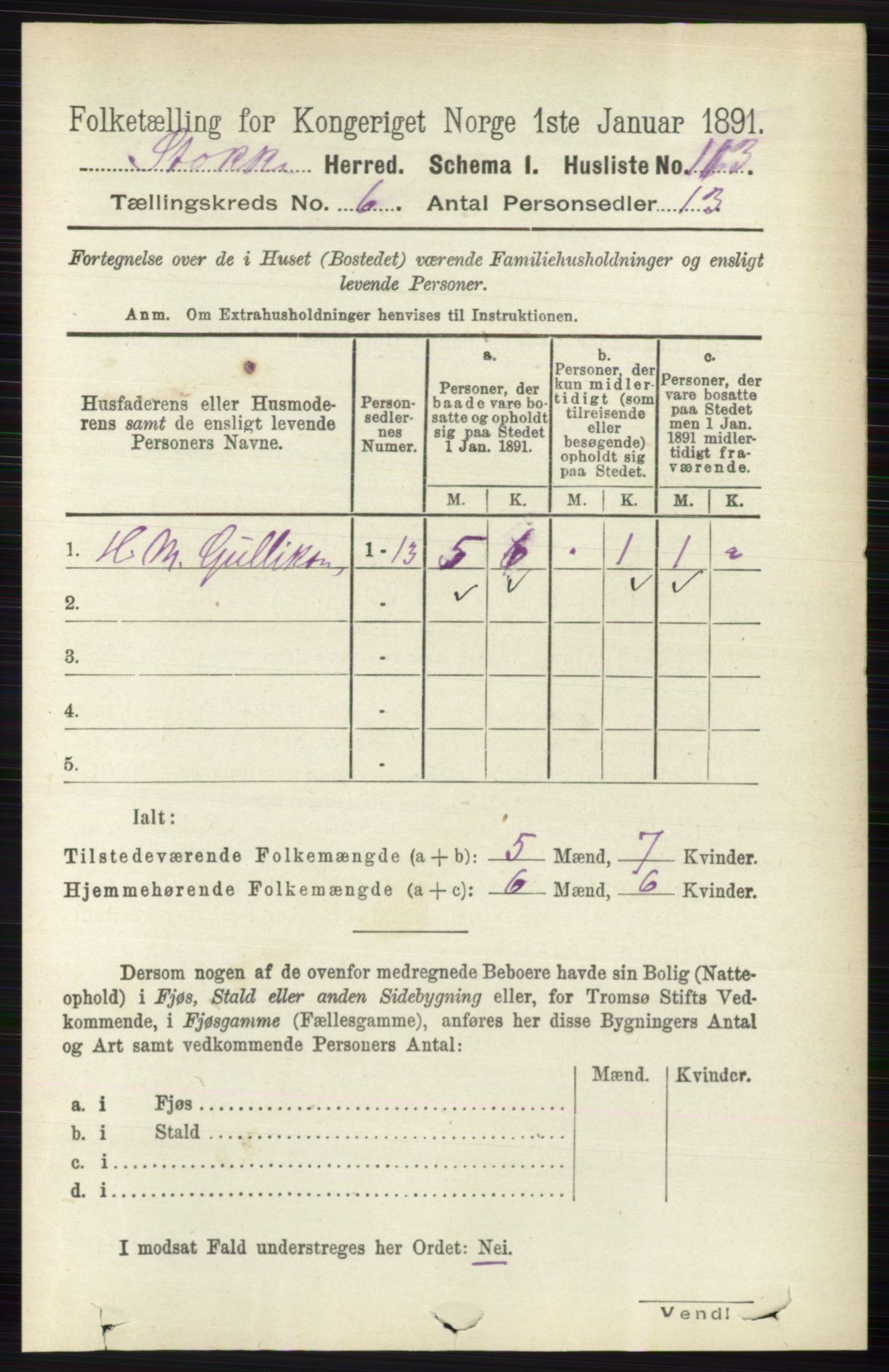 RA, 1891 census for 0720 Stokke, 1891, p. 3786