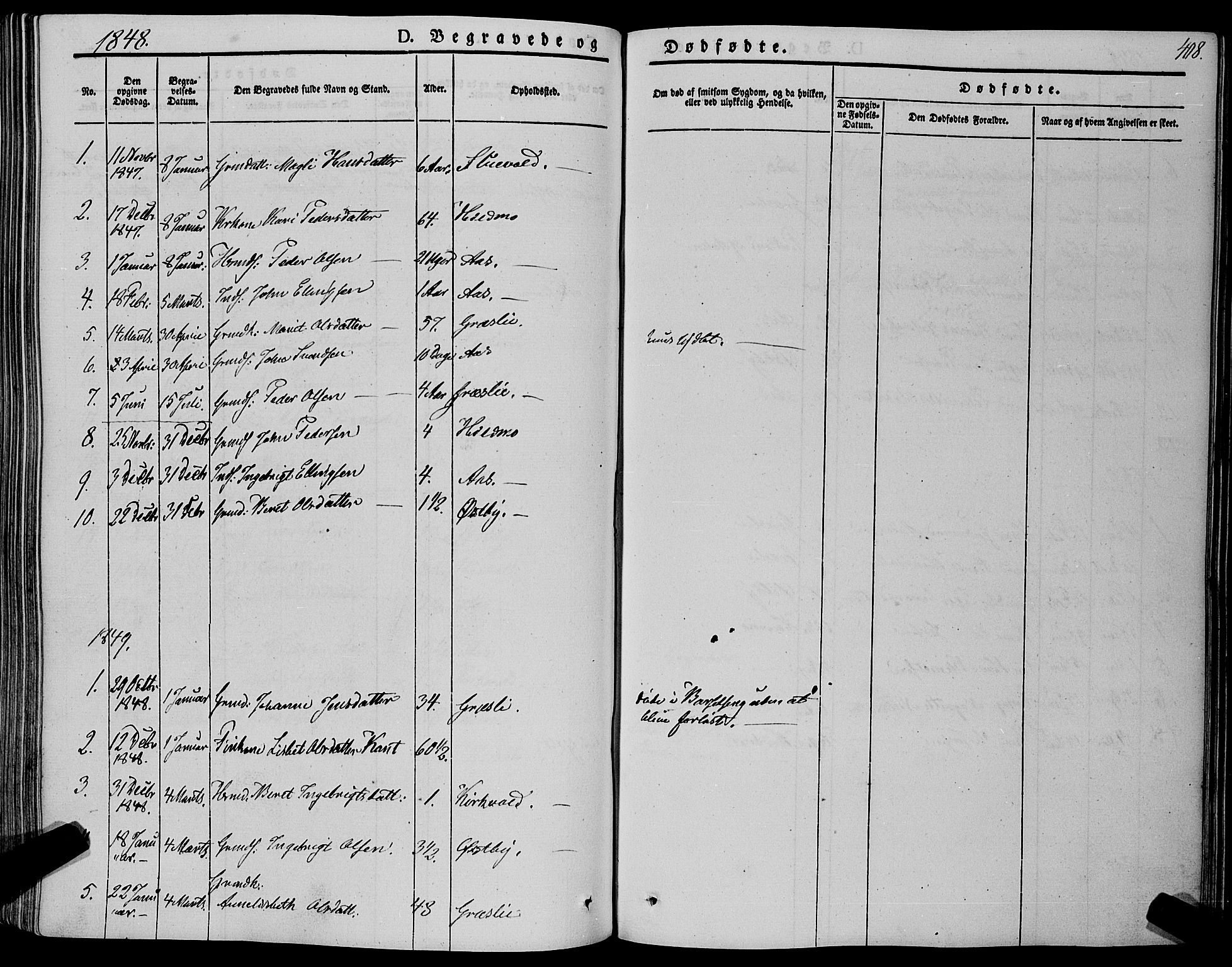 Ministerialprotokoller, klokkerbøker og fødselsregistre - Sør-Trøndelag, SAT/A-1456/695/L1146: Parish register (official) no. 695A06 /2, 1843-1859, p. 408
