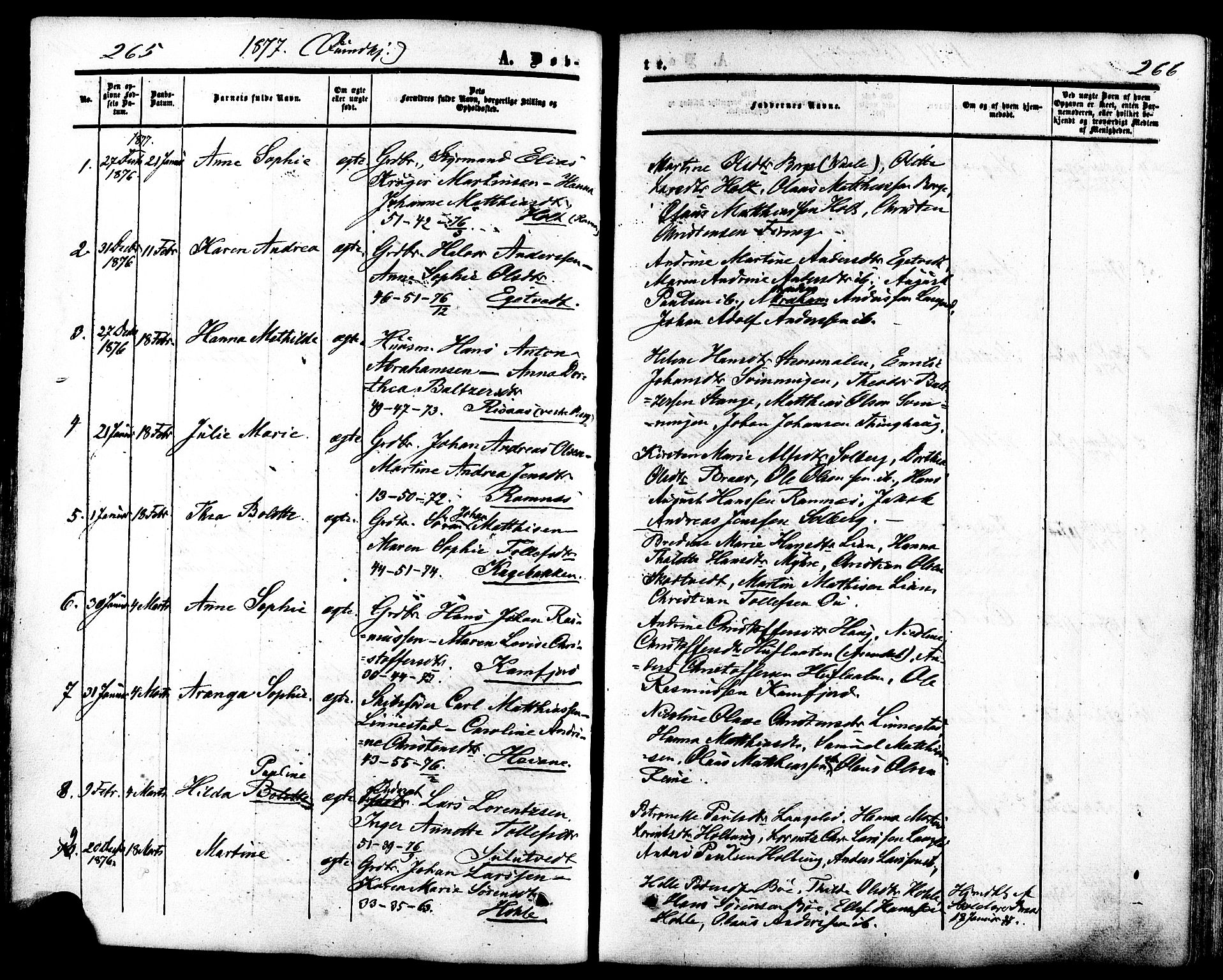 Ramnes kirkebøker, AV/SAKO-A-314/F/Fa/L0006: Parish register (official) no. I 6, 1862-1877, p. 265-266