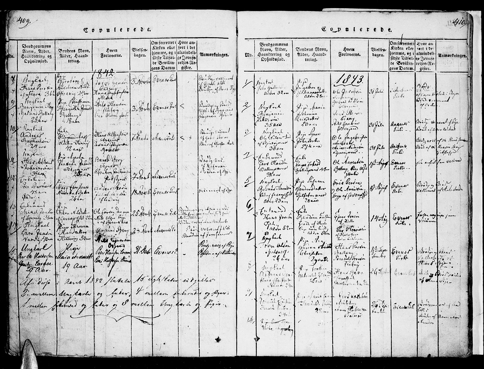 Ministerialprotokoller, klokkerbøker og fødselsregistre - Nordland, SAT/A-1459/863/L0894: Parish register (official) no. 863A06, 1821-1851, p. 409-410
