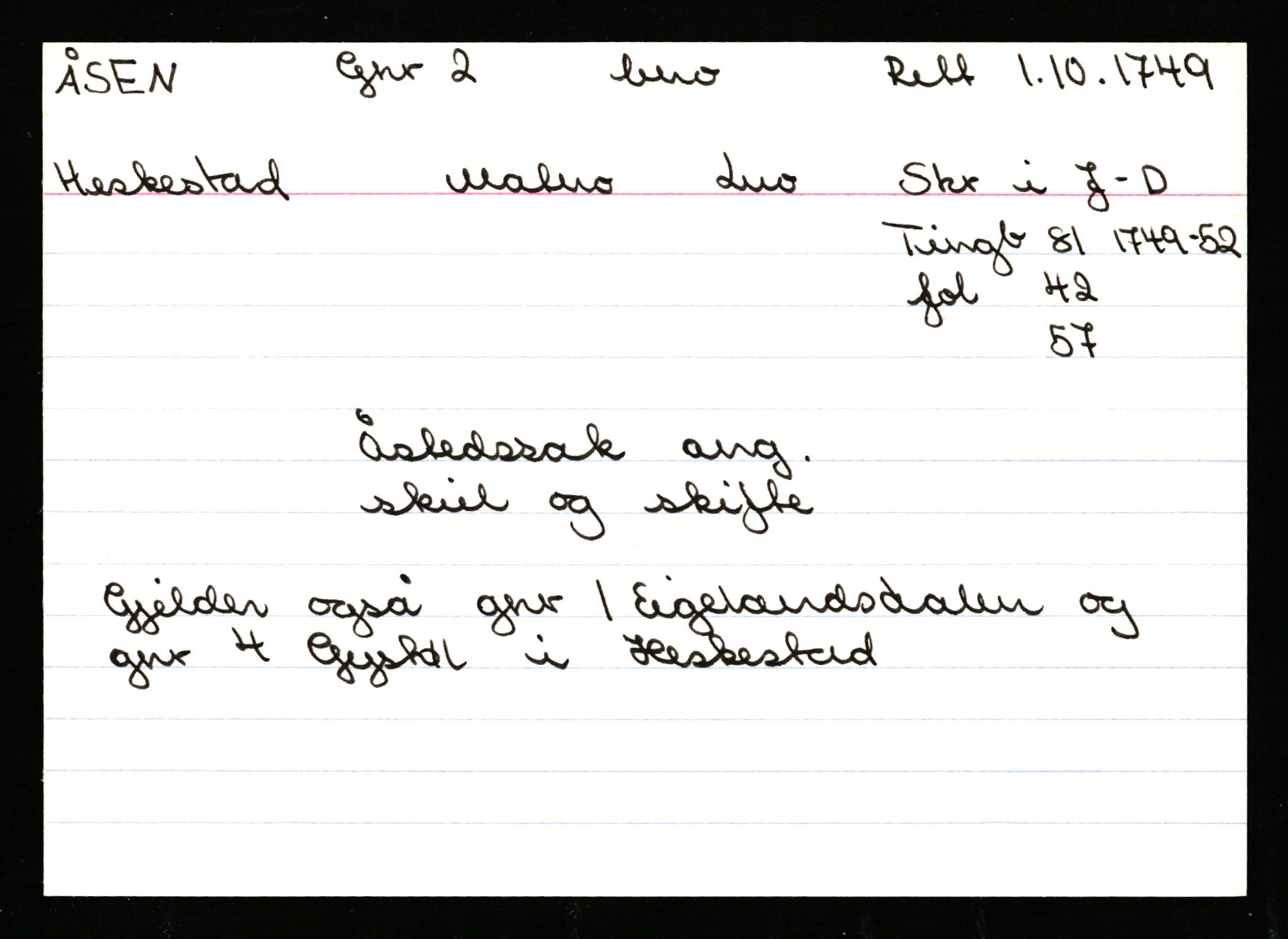 Statsarkivet i Stavanger, AV/SAST-A-101971/03/Y/Ym/L0072: Åstedskort sortert etter gårdsnavn: Årvold - Åvendal (Rogaland) og Ausdal - Jendal indre (Vest-Agder), 1600-1950, p. 218