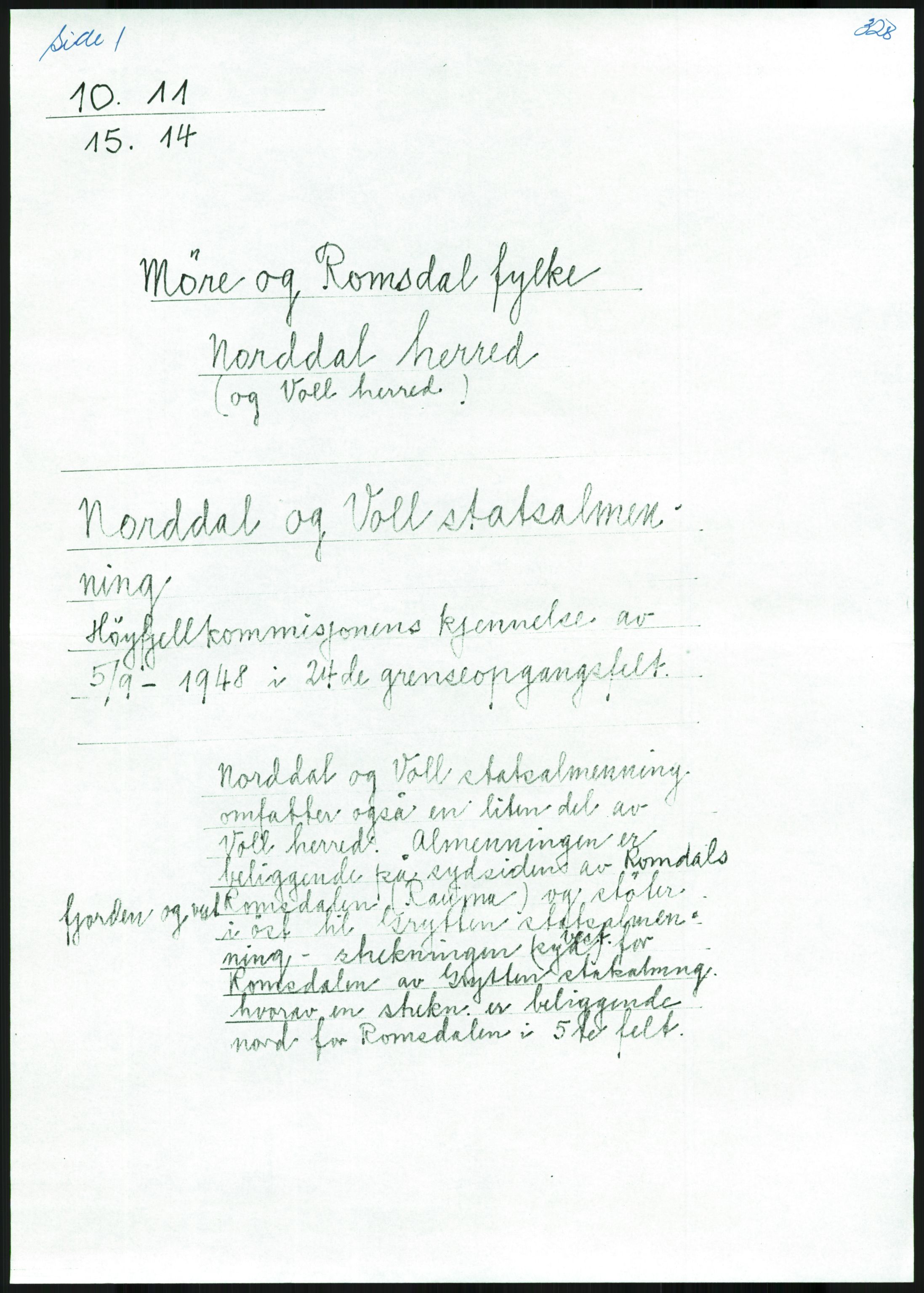 Direktoratet for statens skoger, RA/S-1600/2/E/Eg/L0002: Arkivliste for 10.11-serien. Akershus til Sør-Trøndelag fylke. Mappenr. 1 - 925, 1957-1992, p. 455