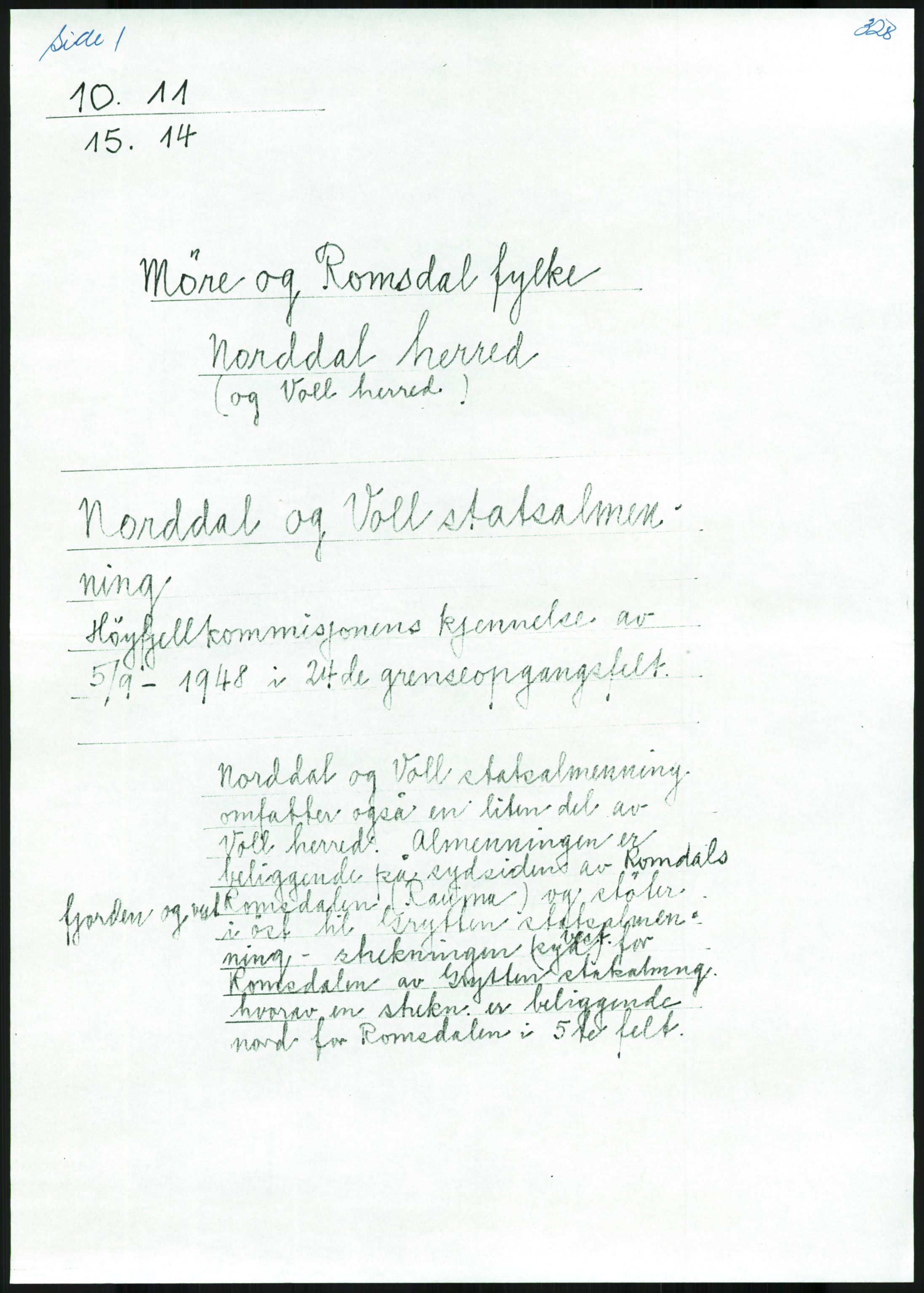 Direktoratet for statens skoger, AV/RA-S-1600/2/E/Eg/L0002: Arkivliste for 10.11-serien. Akershus til Sør-Trøndelag fylke. Mappenr. 1 - 925, 1957-1992, p. 455